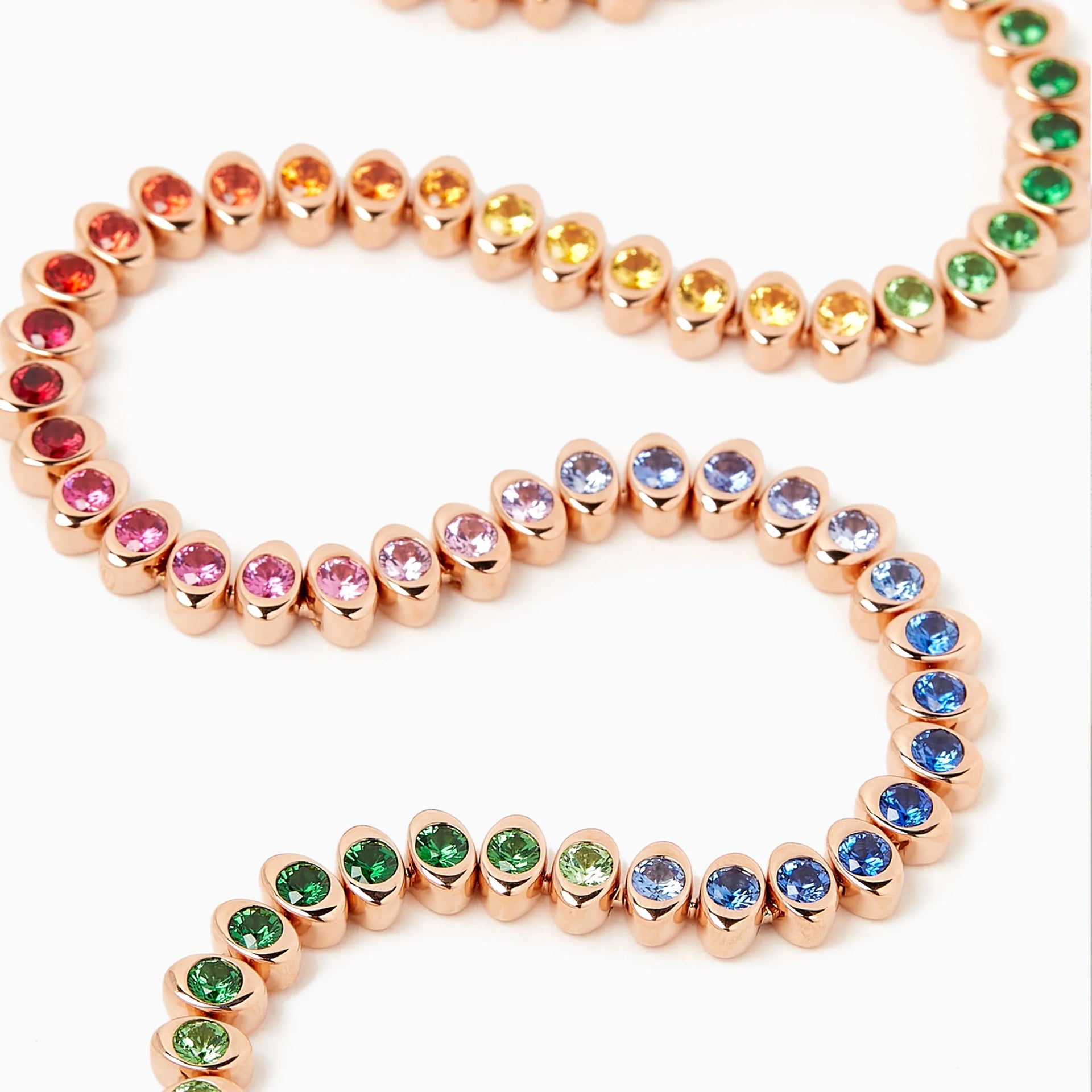 Cosmic Curve Rainbow Multicoloured Gemstone Necklace