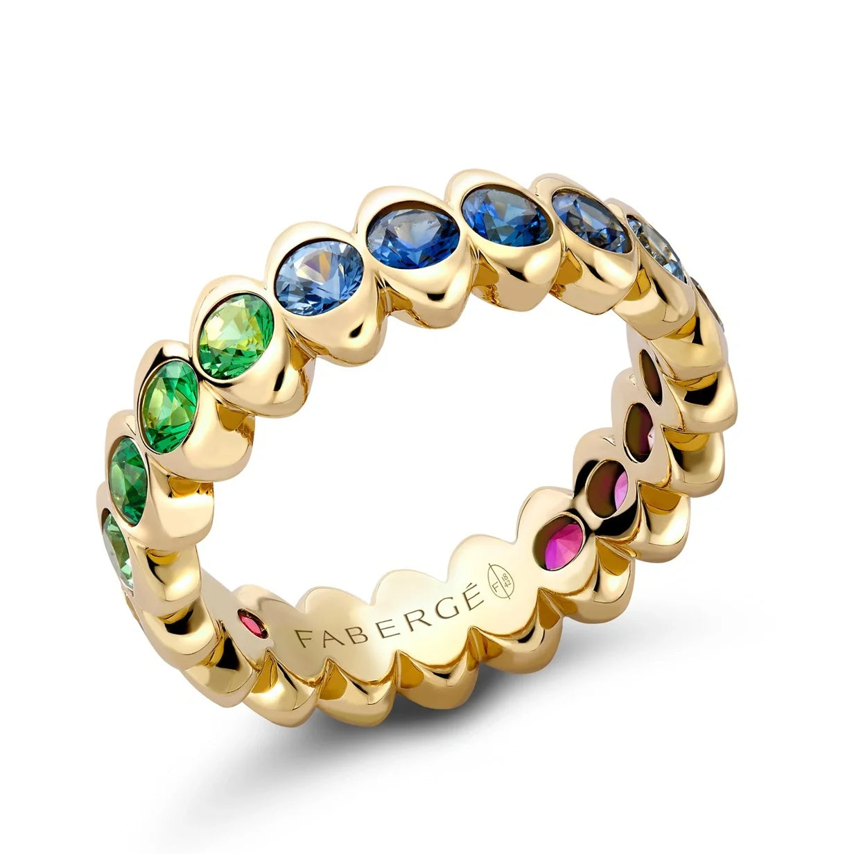 Cosmic Curve Rainbow Multicoloured Gemstone Eternity Ring