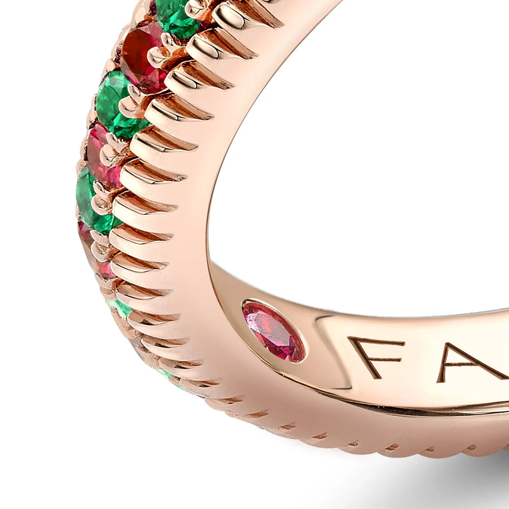 Fluted Emerald & Ruby Eternity Ring