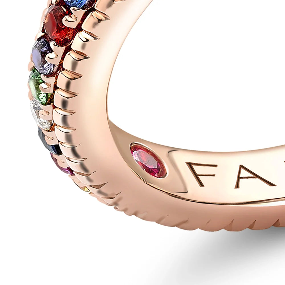 Fluted Multicoloured Gemstone Eternity Ring
