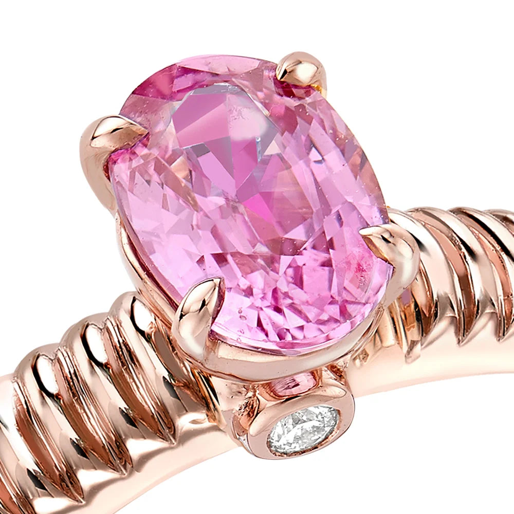 Fluted Pink Sapphire Ring