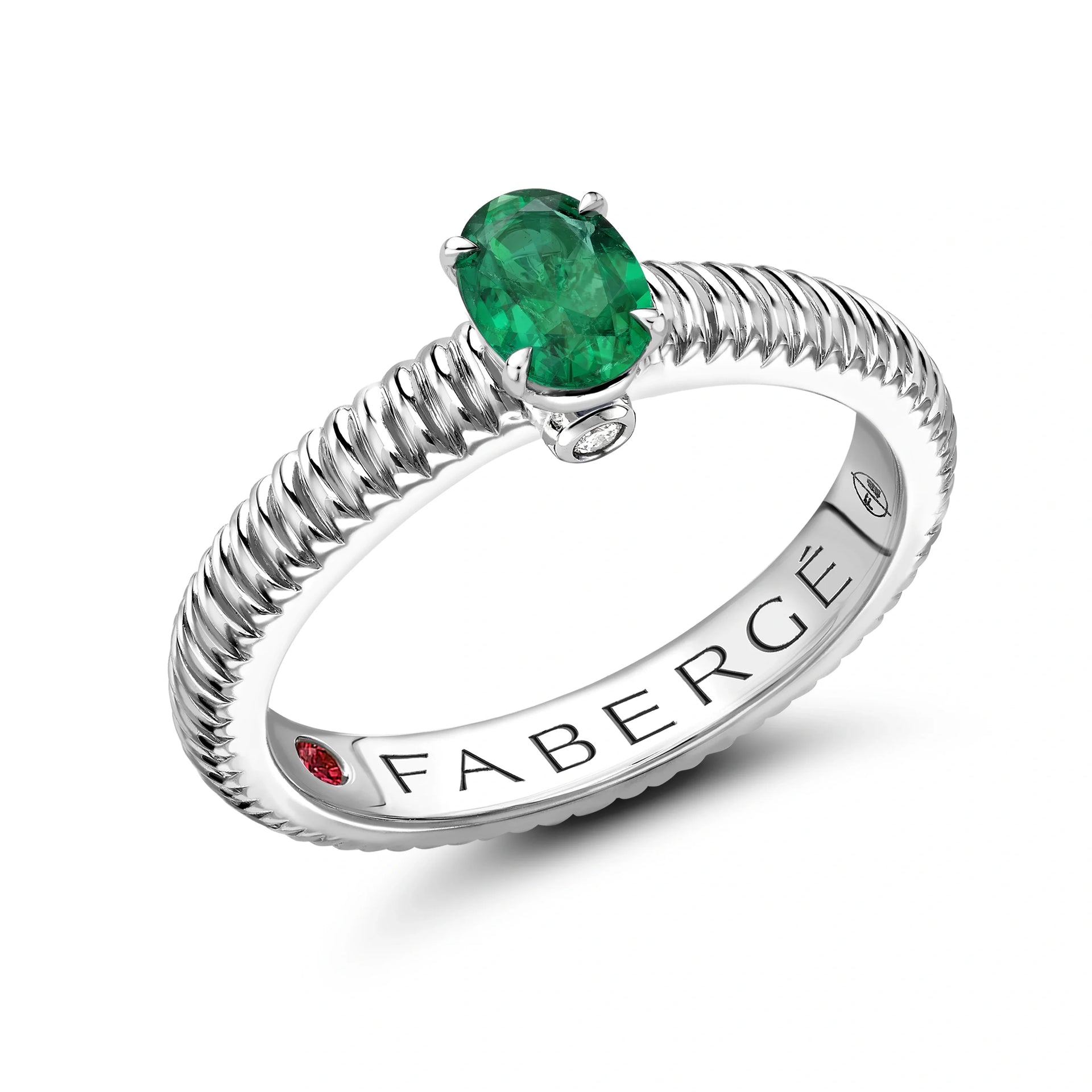 Fluted Emerald Ring