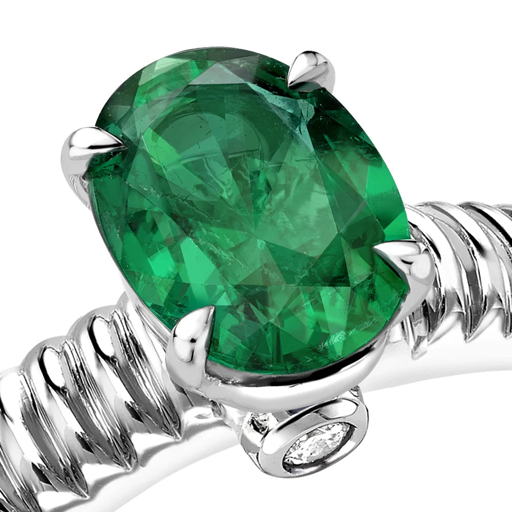 Fluted Emerald Ring