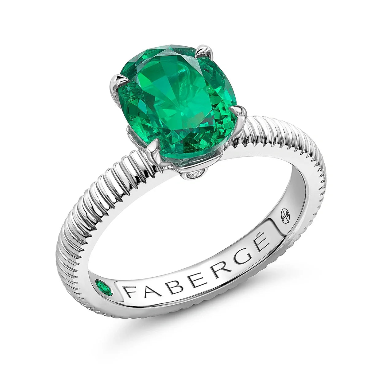 Fluted Emerald Ring