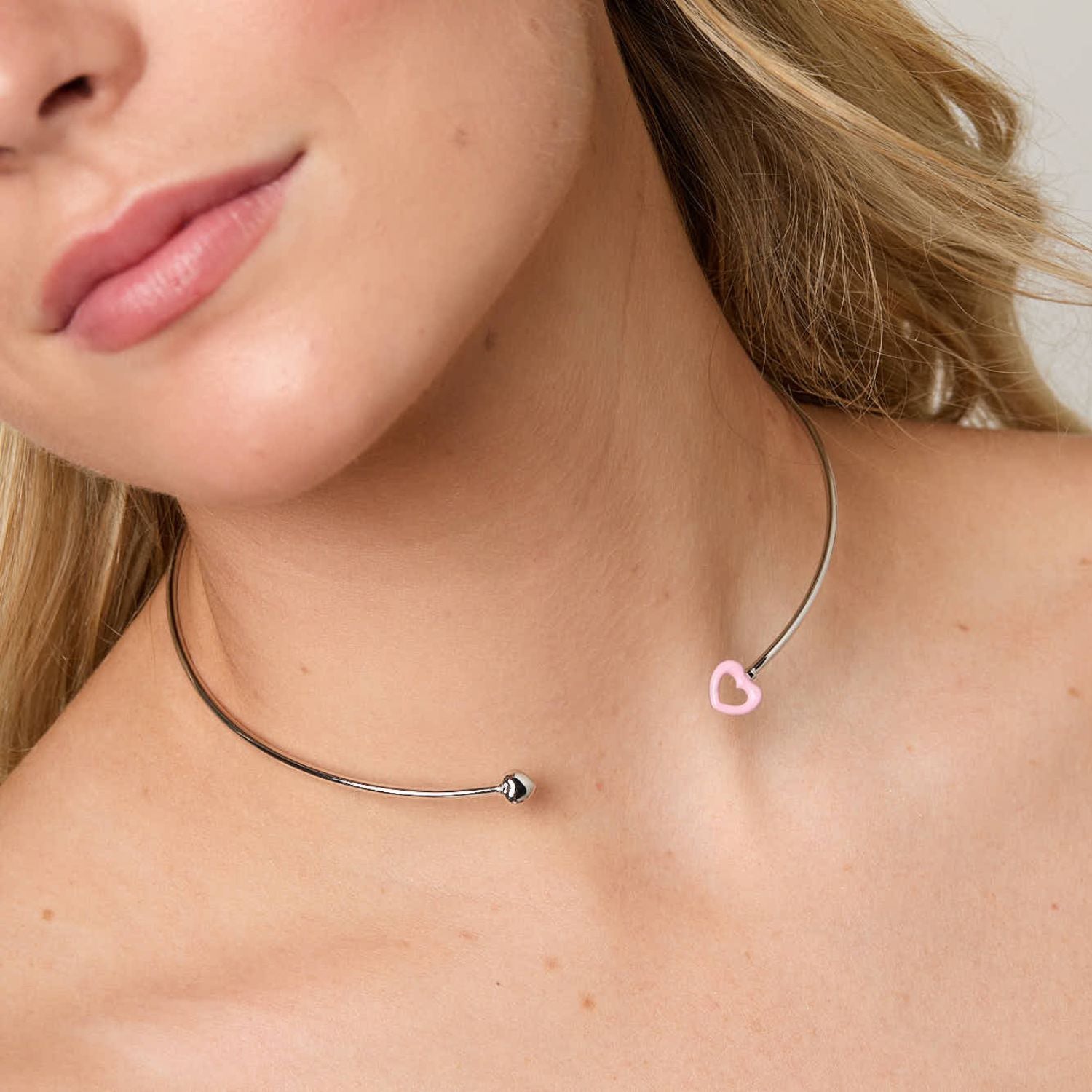 Cometa Enamel Heart Choker - Recycled Silver