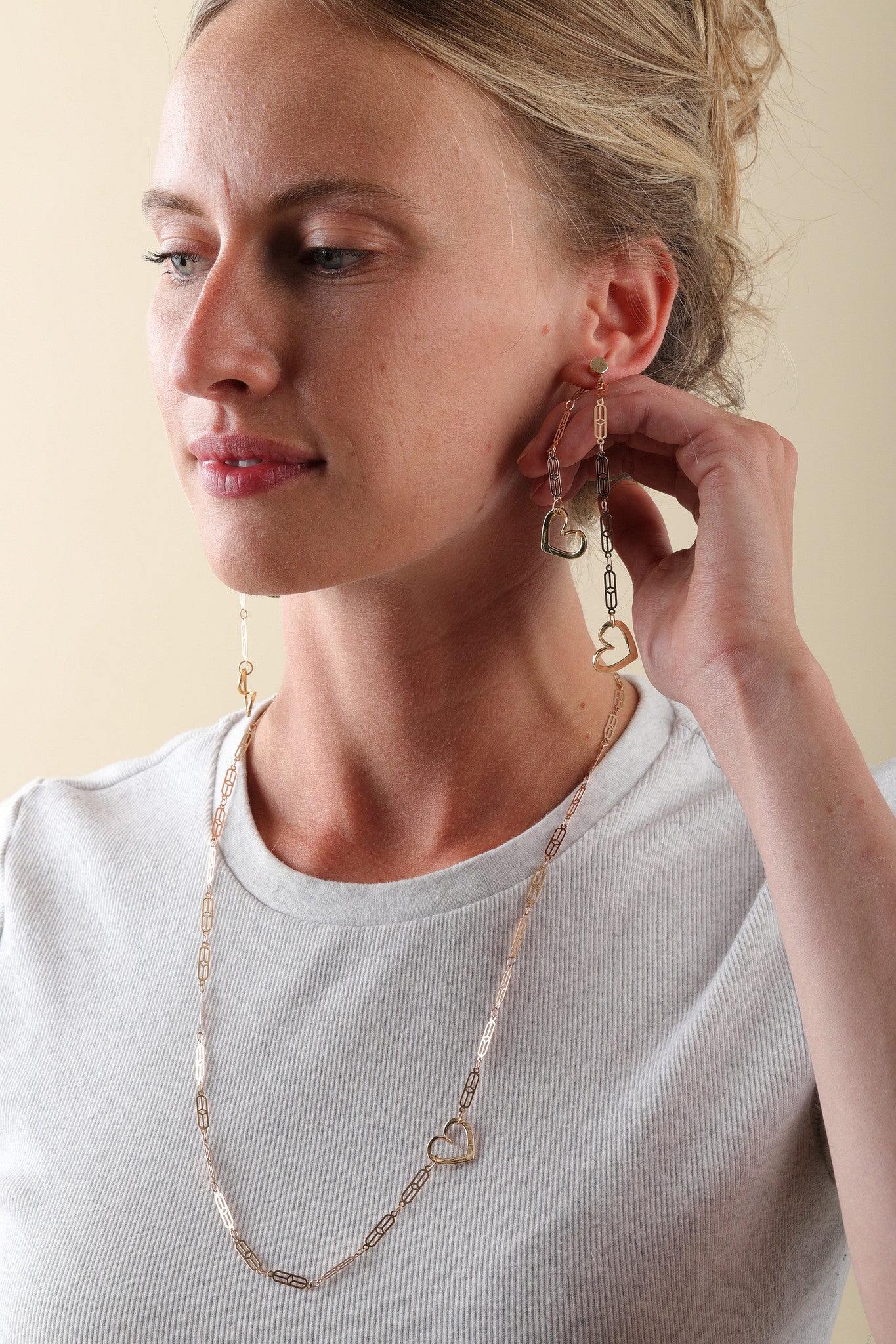 Con Amor Gold Heart Dangle Earrings