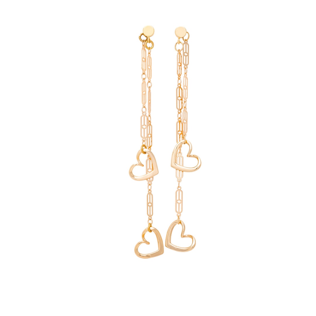 Con Amor Gold Heart Dangle Earrings