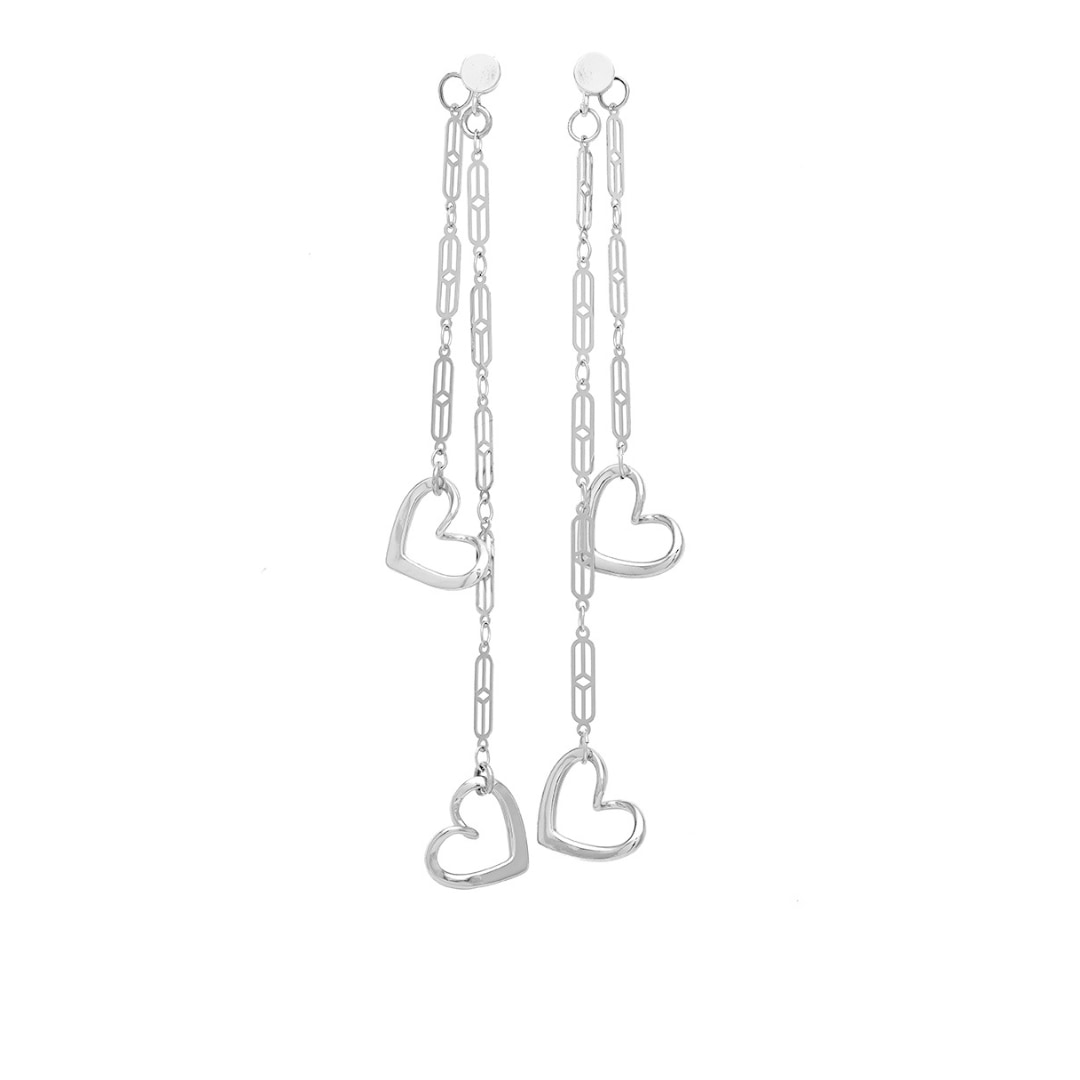 Con Amor Silver Heart Dangle Earrings
