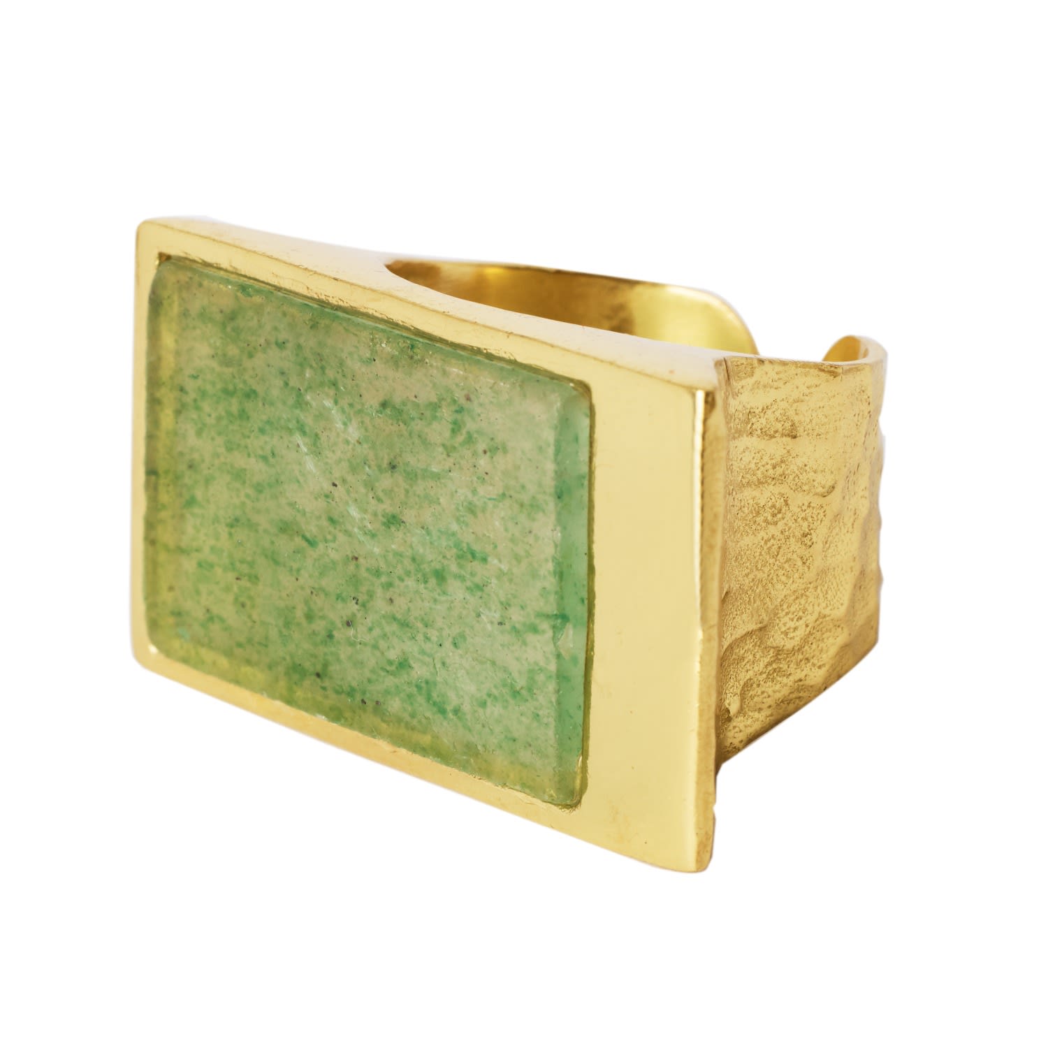 Confidence Green Strawberry Quartz Gemstone Gold Vermeil Ring