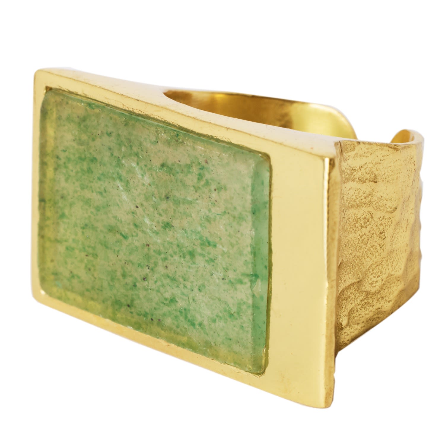 Confidence Green Strawberry Quartz Gemstone Gold Vermeil Ring