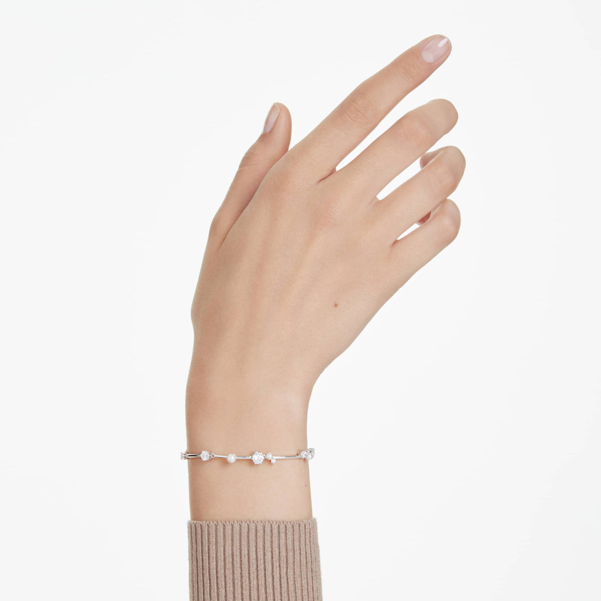 CONSTELLA BRACELET CRYSTAL PEARL ROUND CUTS WHITE RHODIUM PLATED