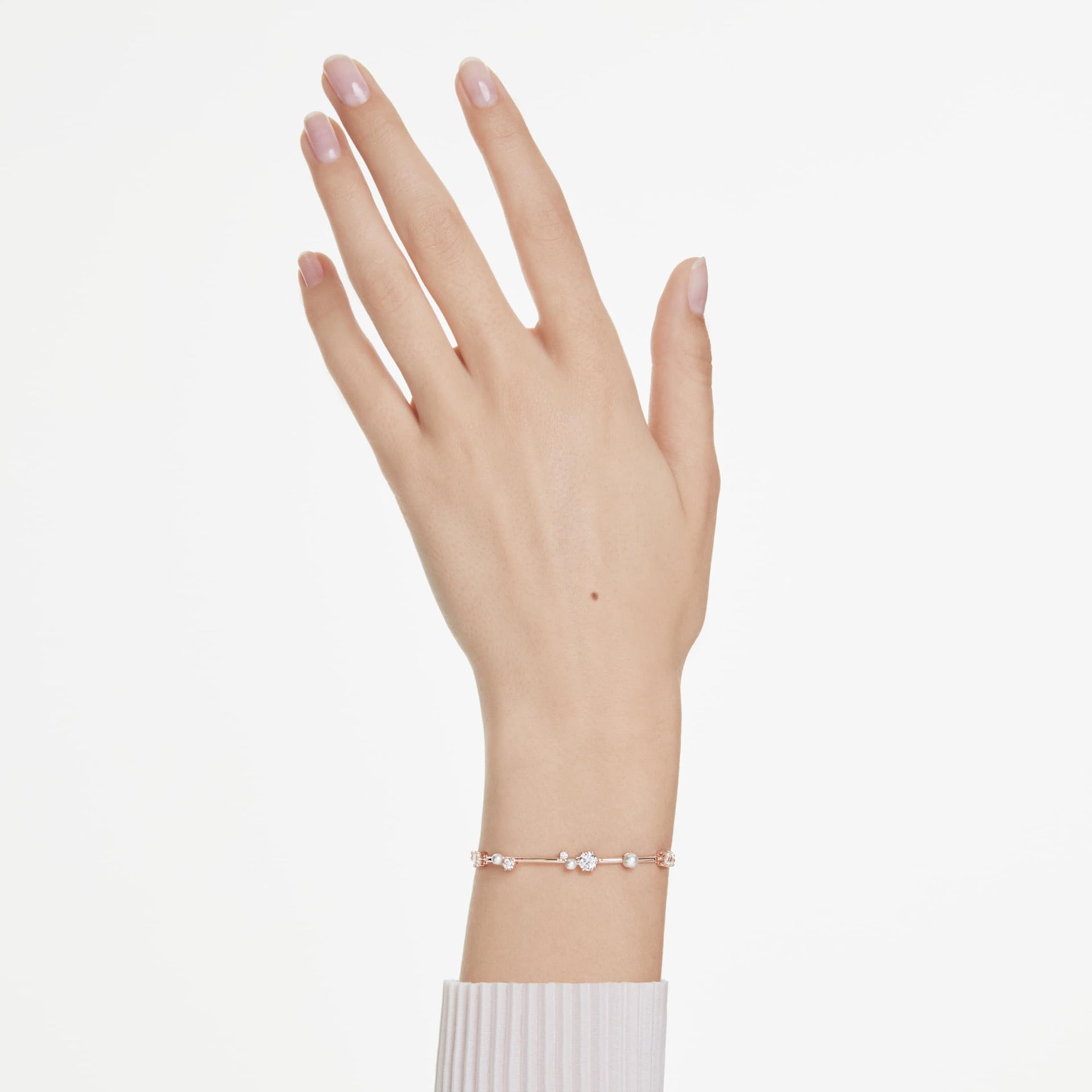 CONSTELLA BRACELET CRYSTAL PEARL ROUND CUTS WHITE ROSE GOLD TONE PLATED
