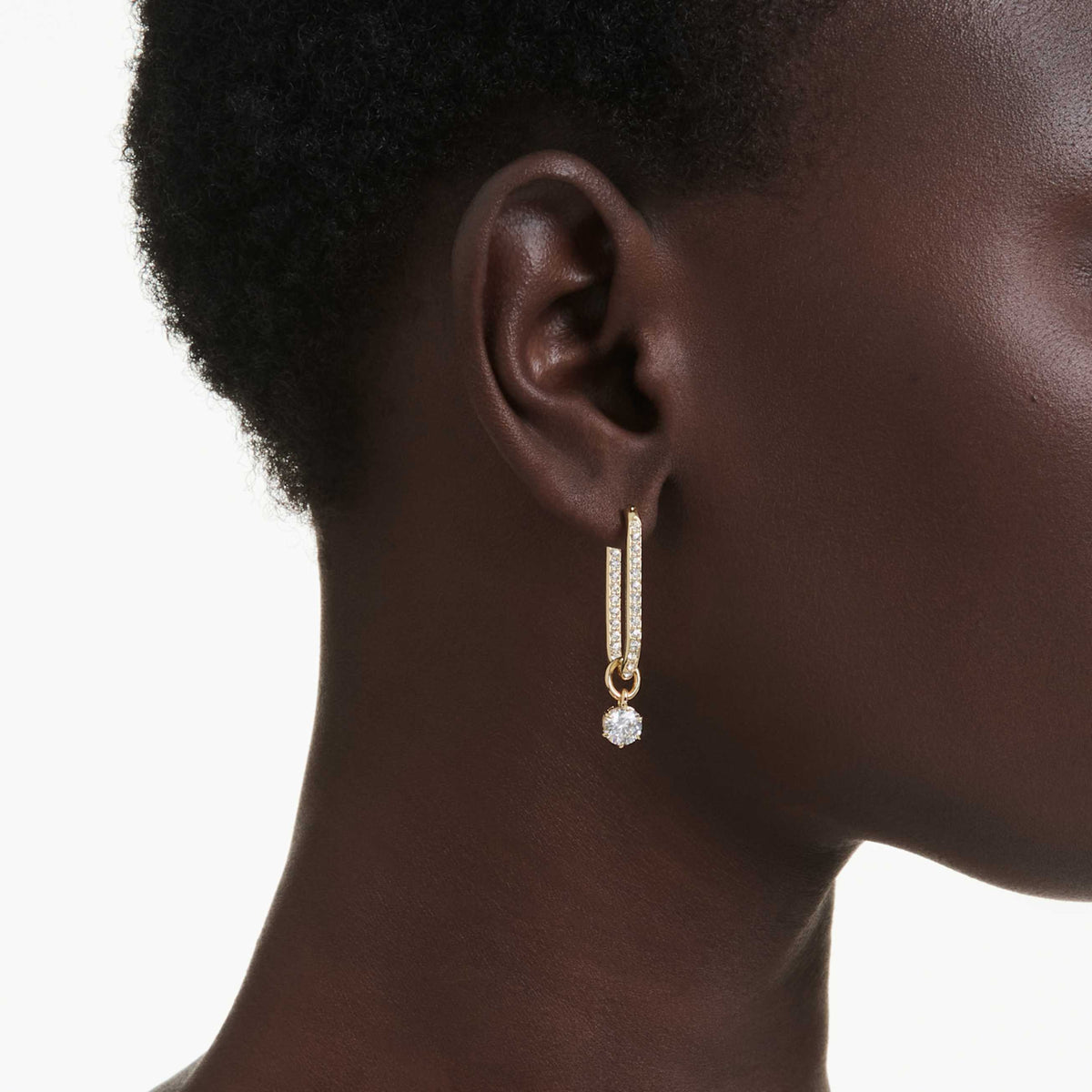 CONSTELLA DROP EARRINGS ROUND CUT WHITE GOLD TONE PLATED