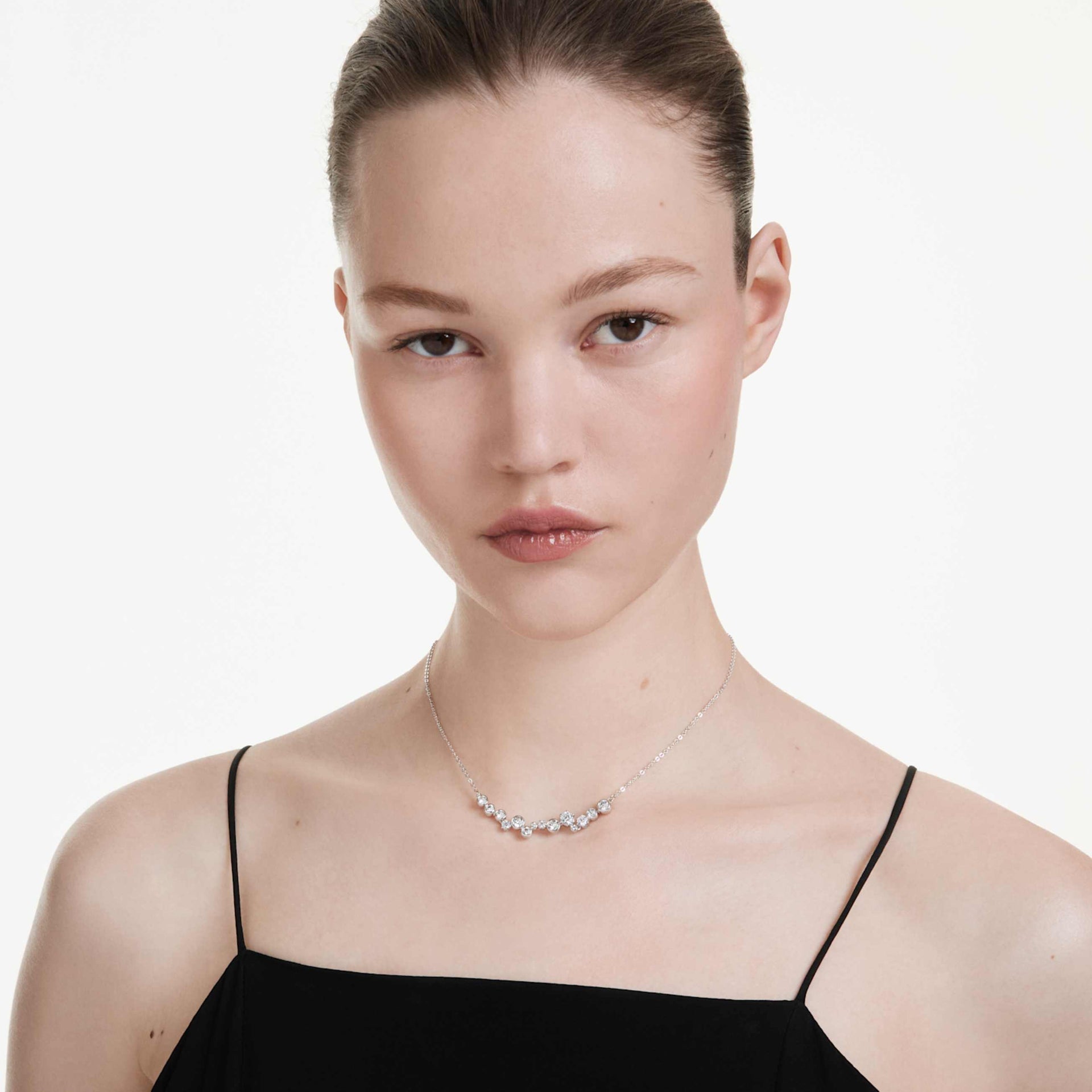 CONSTELLA NECKLACE MIXED CUTS WHITE RHODIUM PLATED