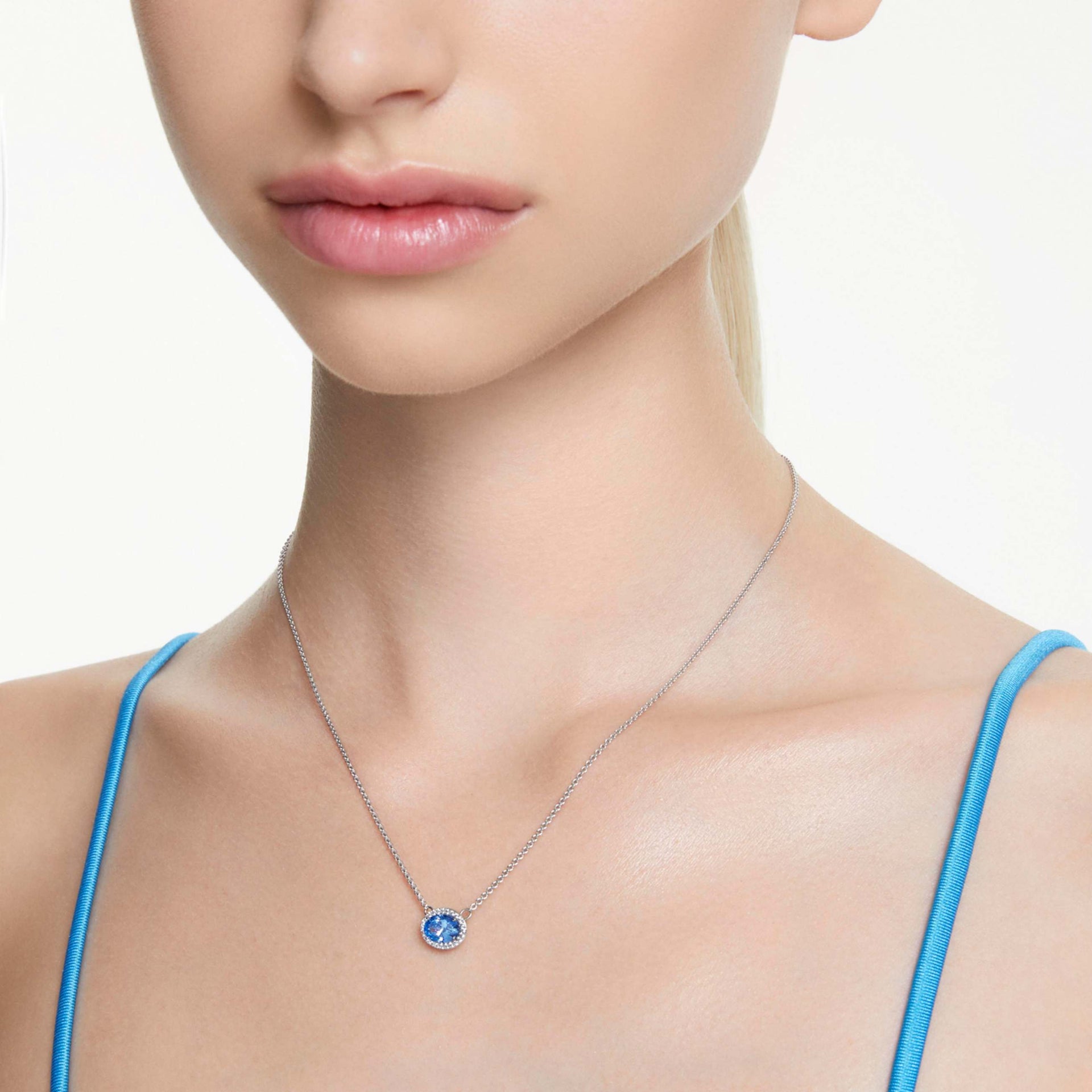 CONSTELLA NECKLACE OVAL CUT BLUE RHODIUM PLATED