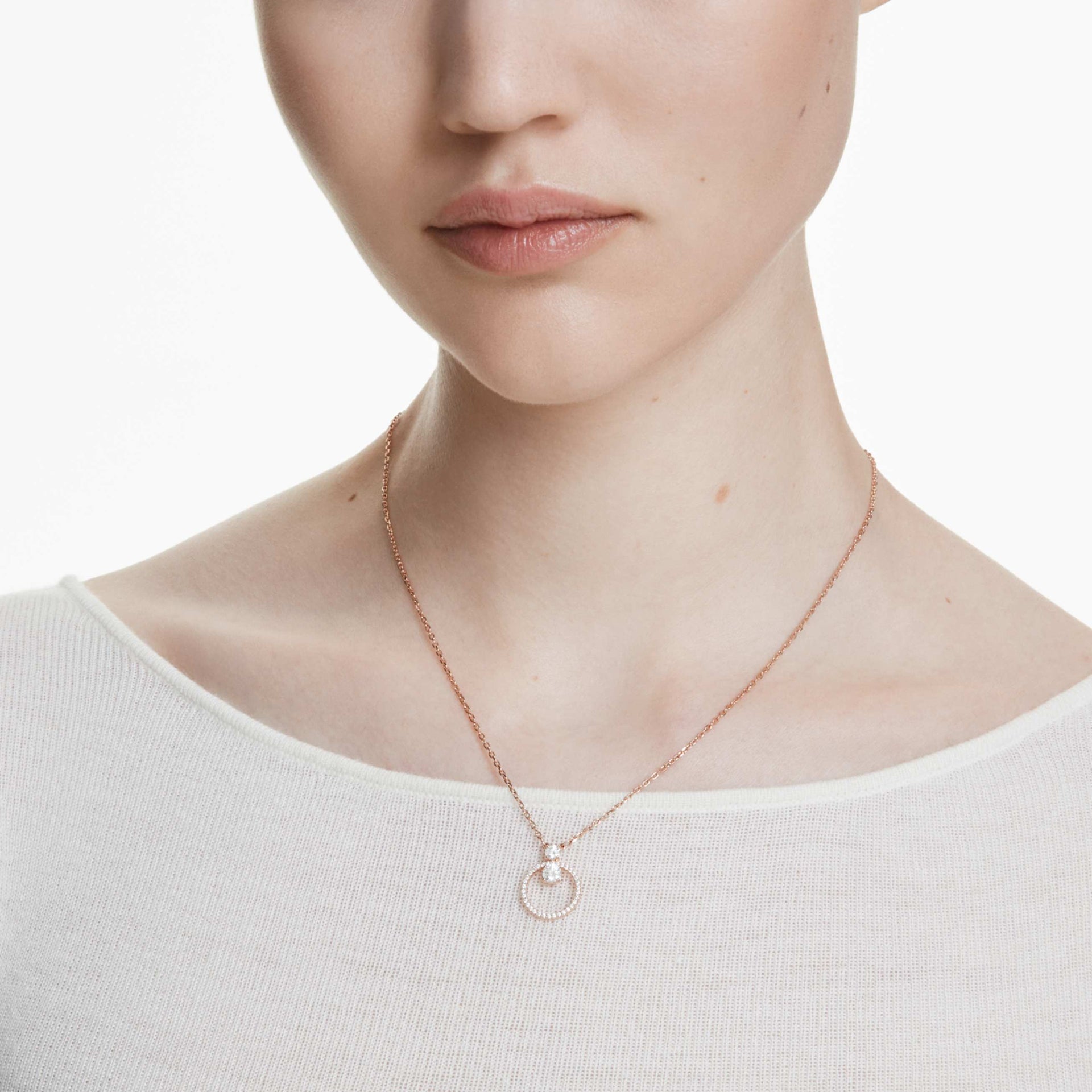 CONSTELLA PENDANT PAVE ROUND CUT WHITE ROSE GOLD TONE PLATED