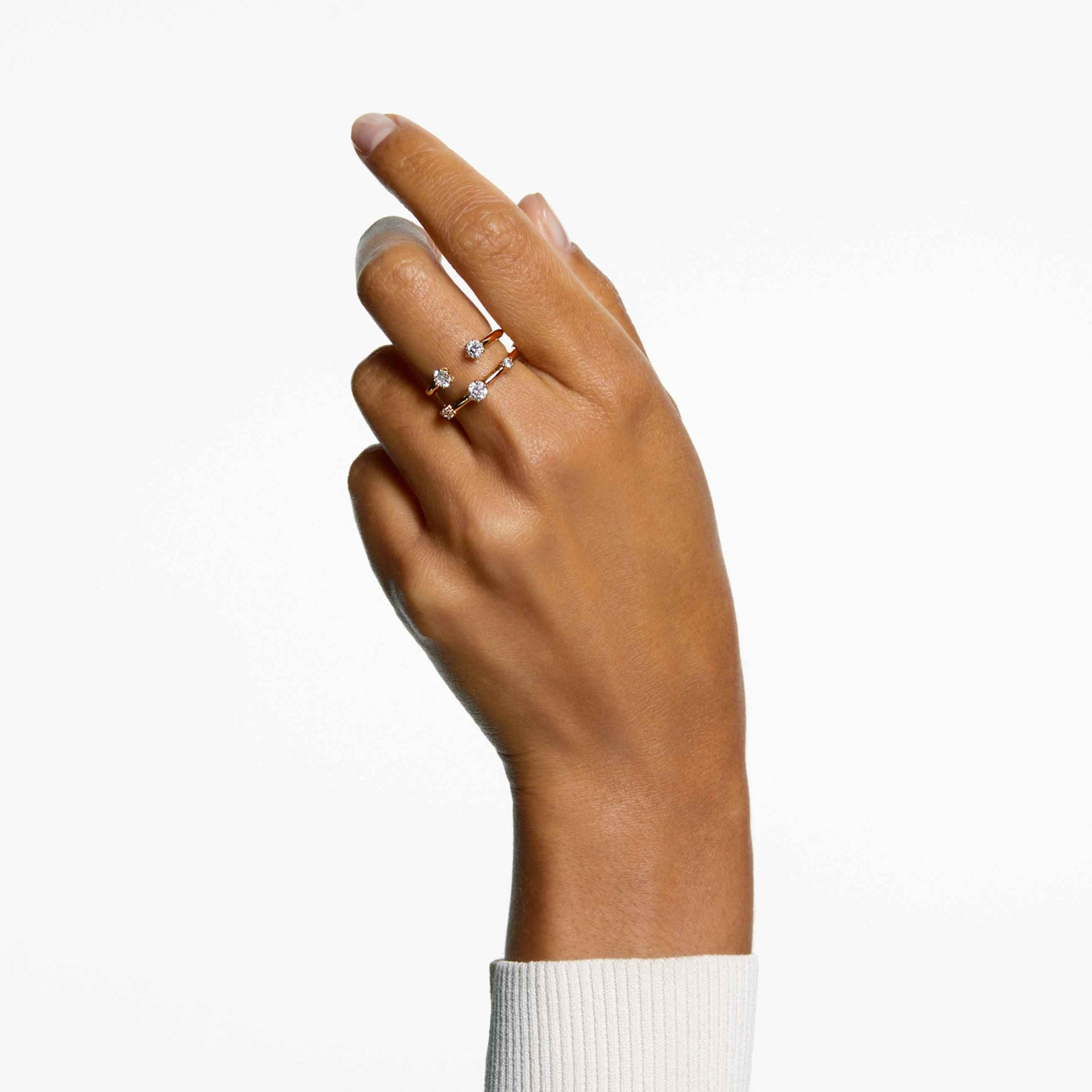 CONSTELLA RING SET 2 ROUND CUT WHITE GOLD TONE PLATED