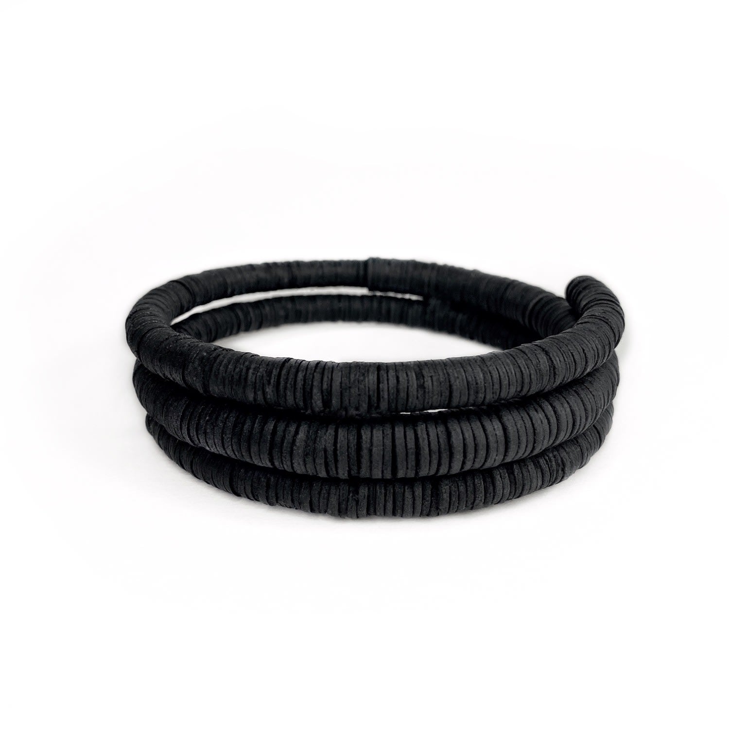 Continuous Coil Leather Choker Black