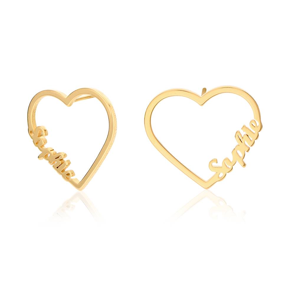 Contour Heart Name Earrings in 18K Gold Vermeil