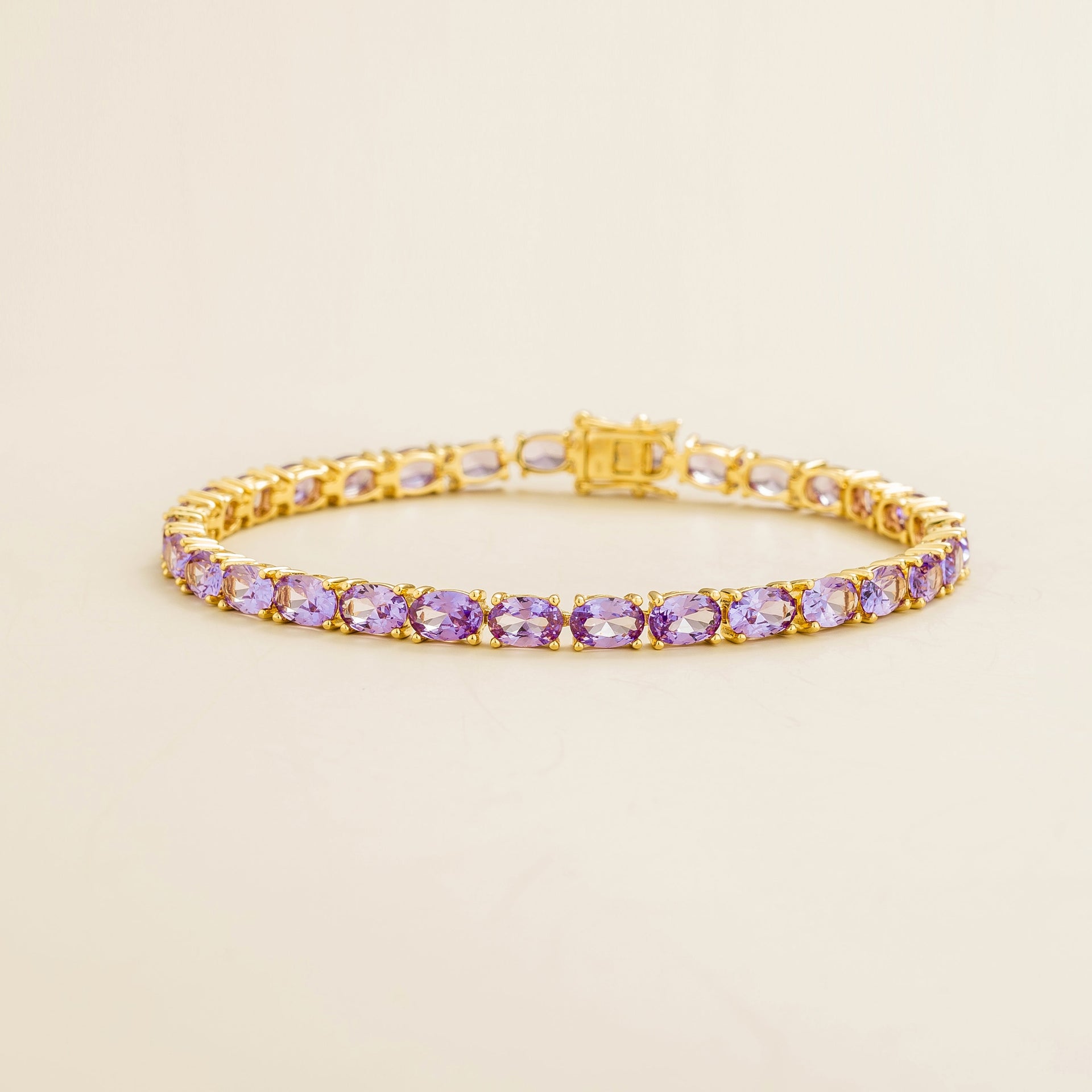 Salto Gold Tennis Bracelet Set With Purple Sapphire