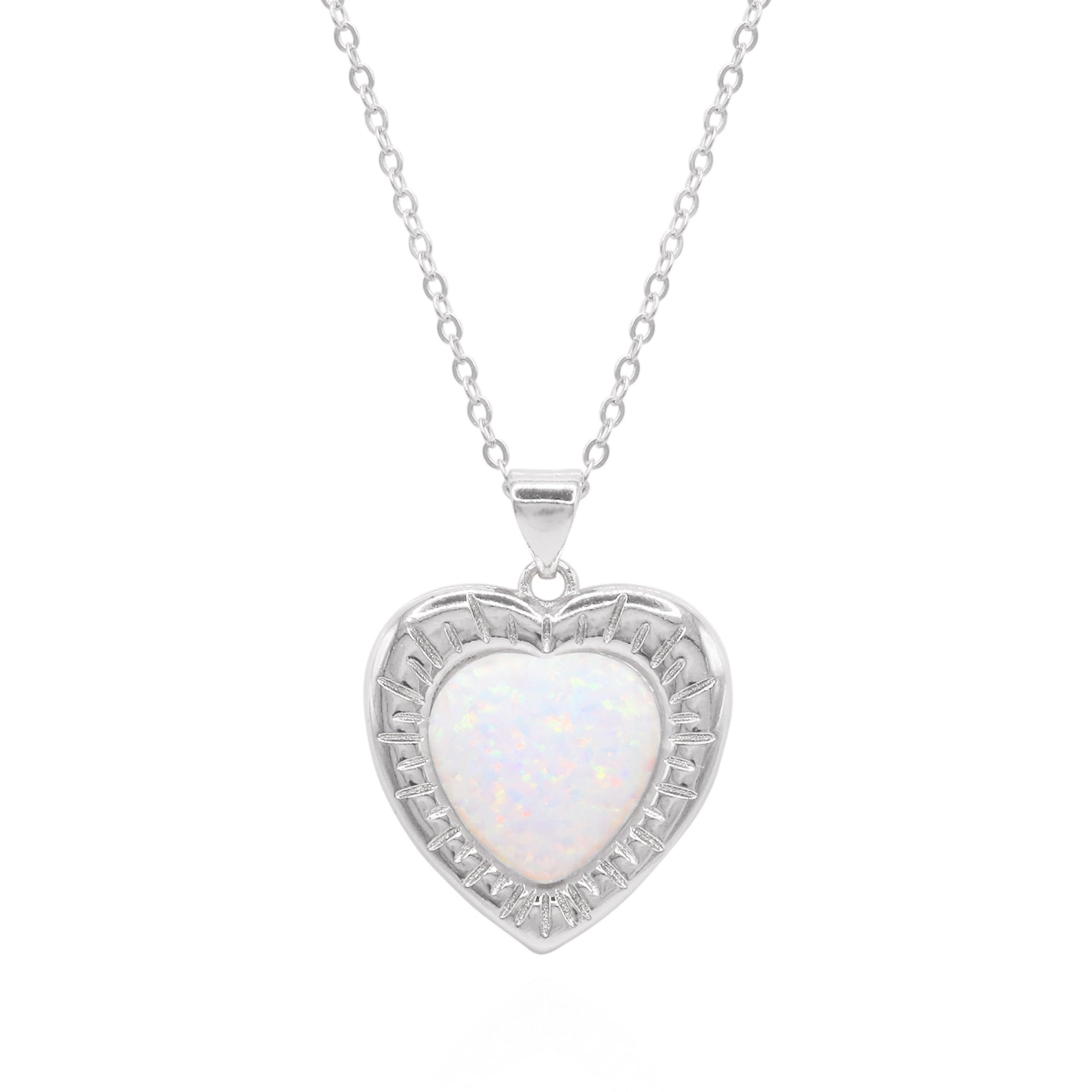 Cora Opal Heart Necklace | Sterling Silver
