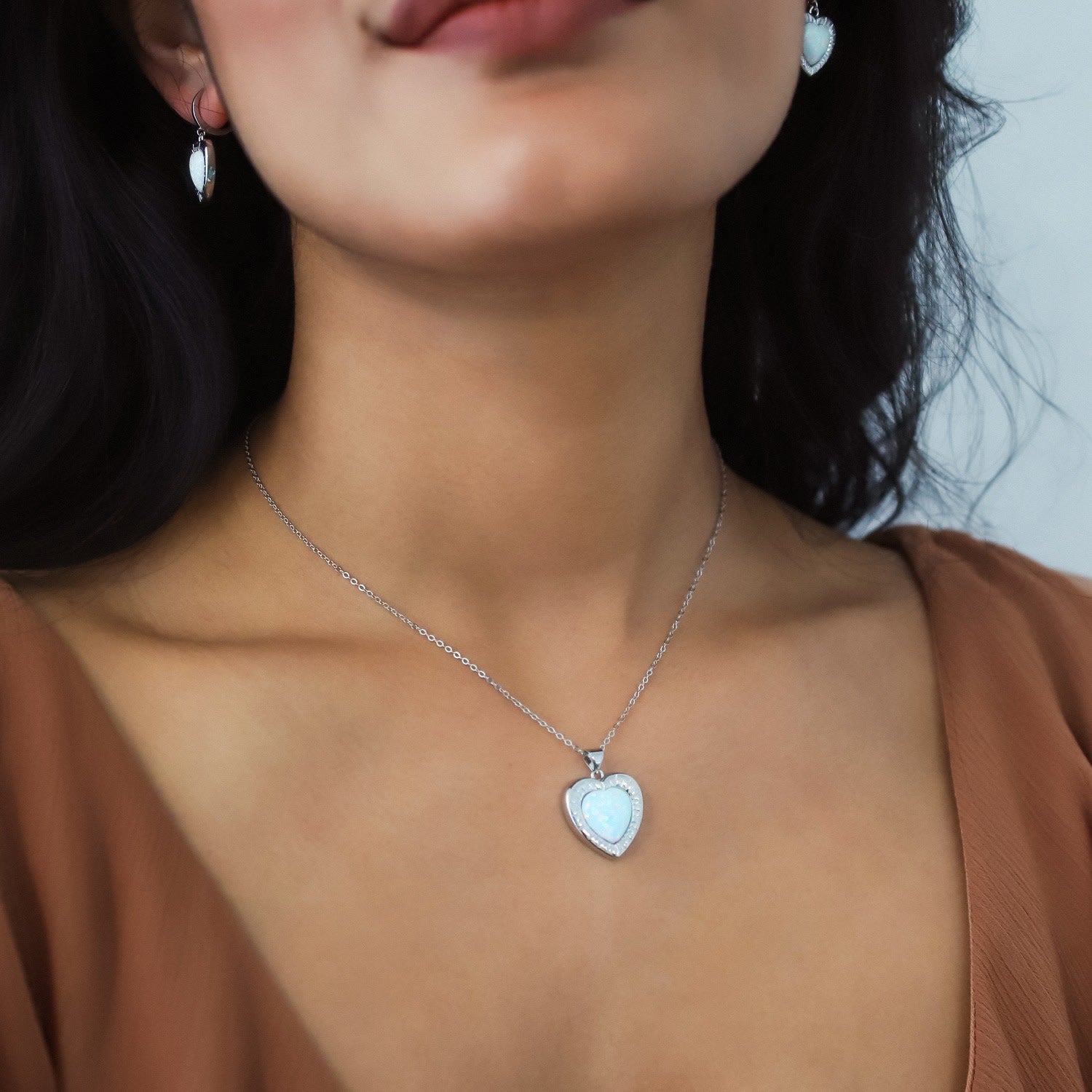 Cora Opal Heart Necklace | Sterling Silver