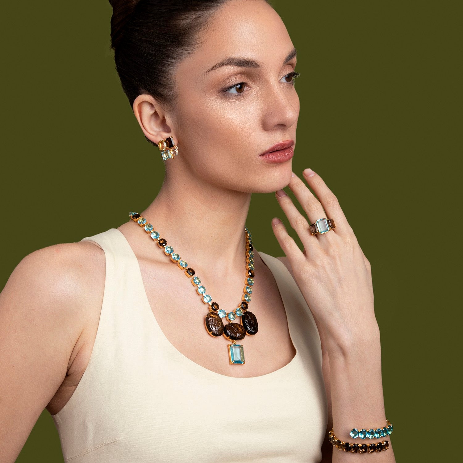 Cora Studs Smoky Quartz