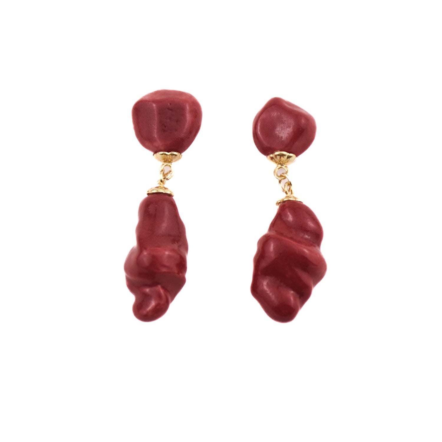 Coral Drop Handmade Porcelain Two Piece Earrings
