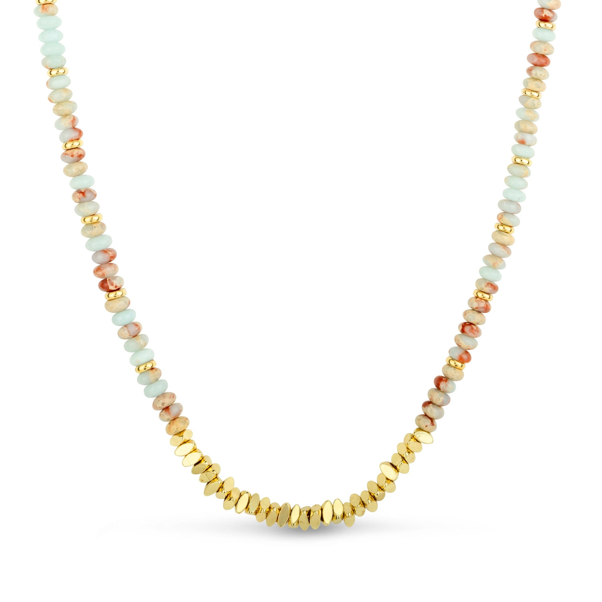 Coral & Gold Beaded Necklace
