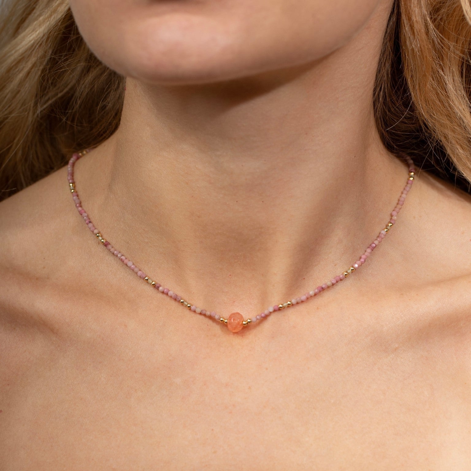 Coral & Pink Natural Stone Necklace