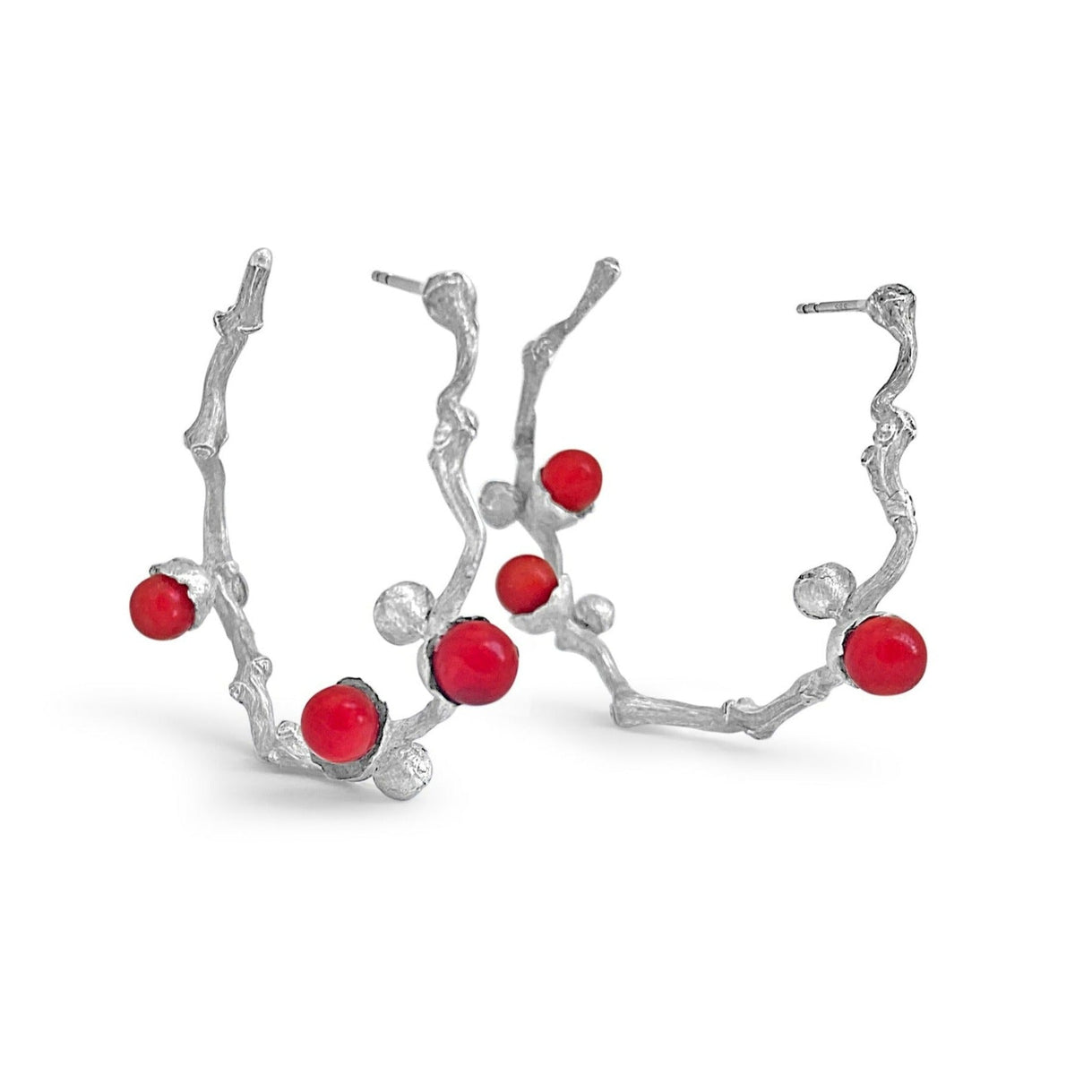 coral beads earrings one of a kind