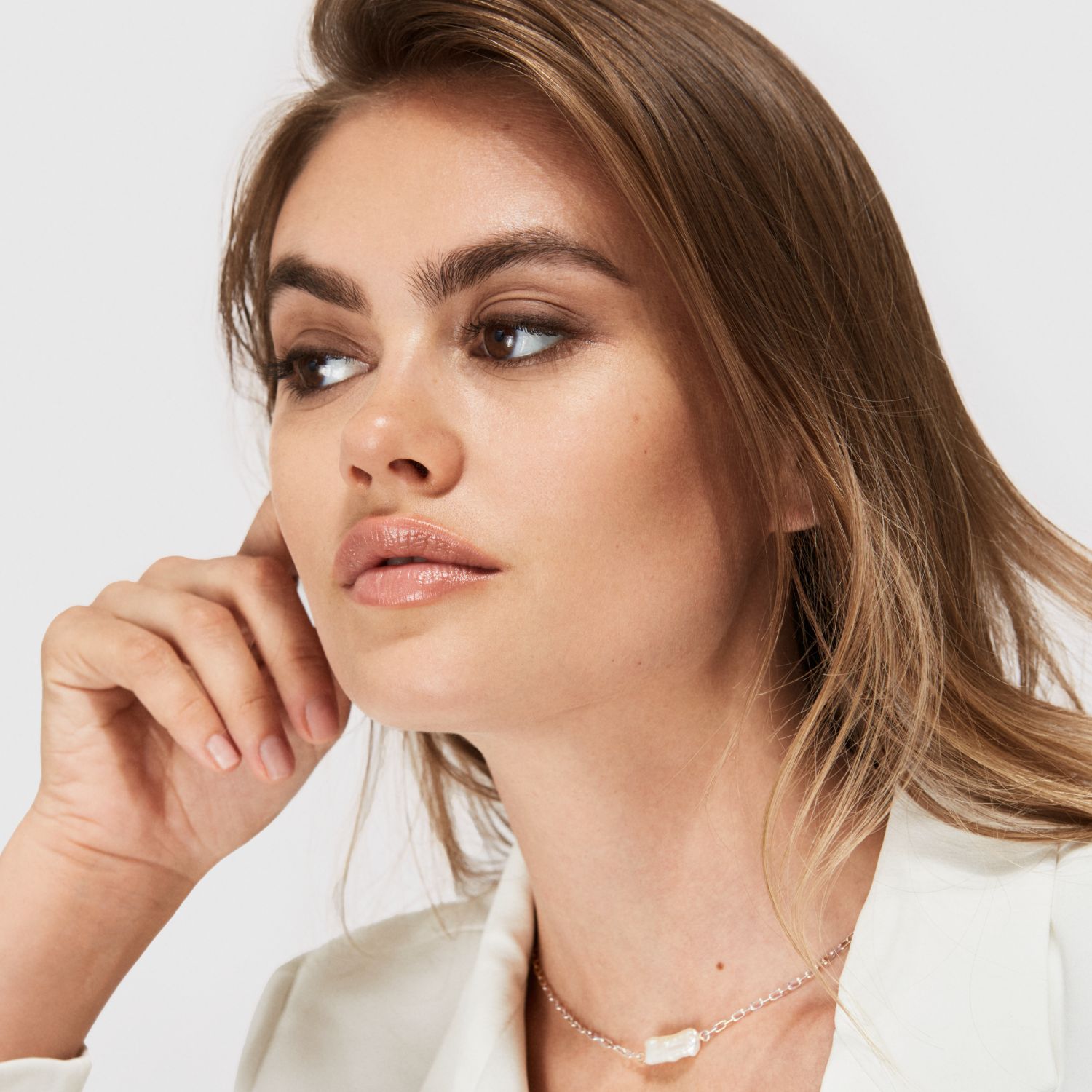 Coralia Long Baroque Pearl Necklace - Silver