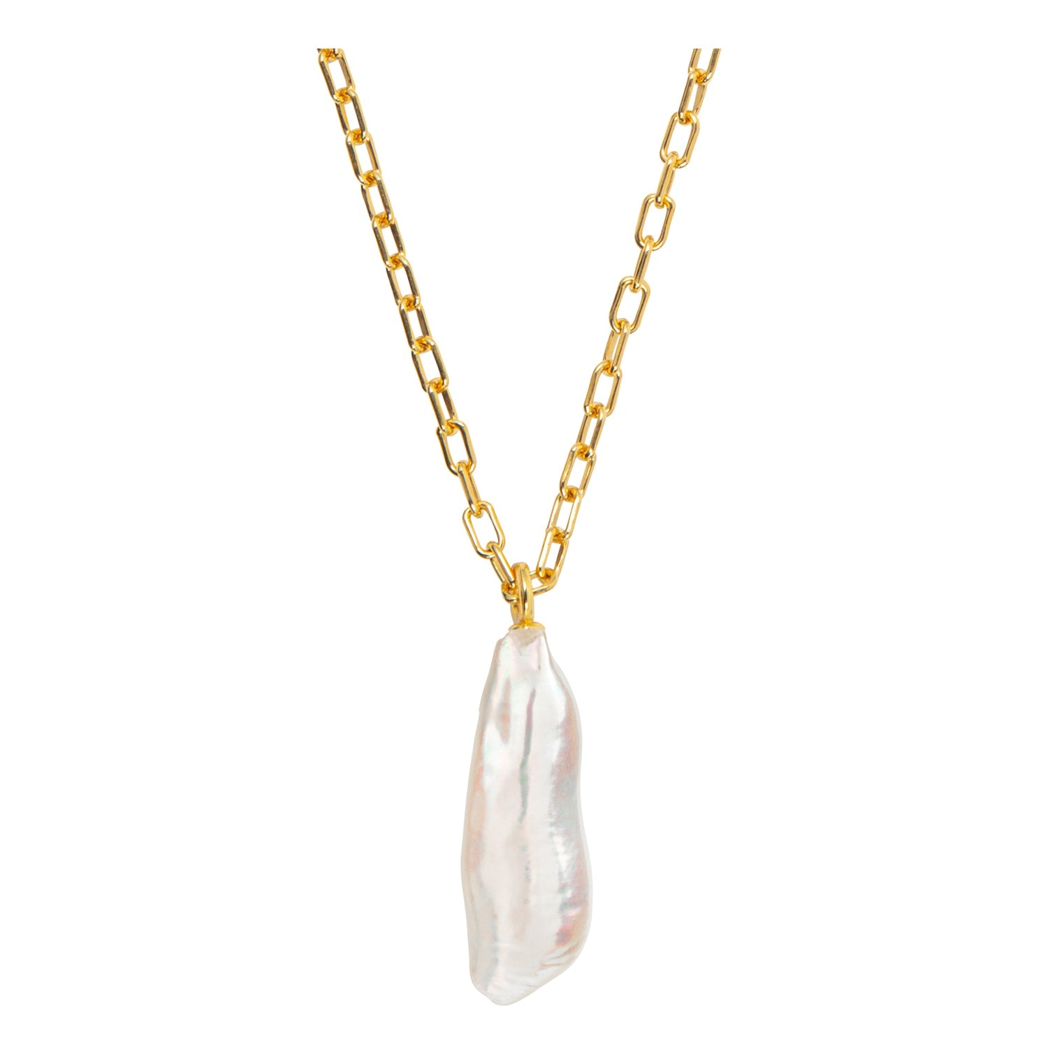 Coralia Long Baroque Pearl Pendant - Gold - Large