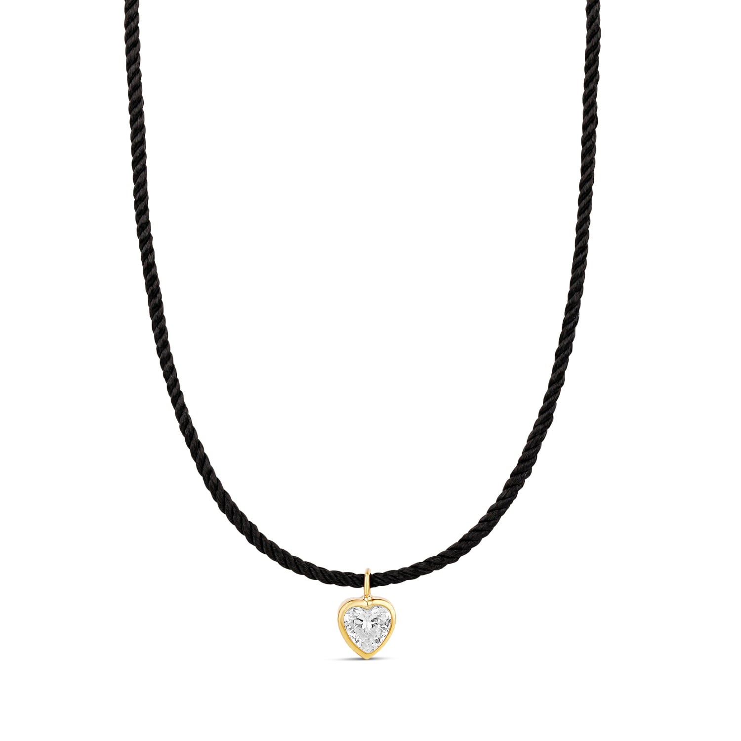 Cord Necklace With Fancy Shape - Gold Heart