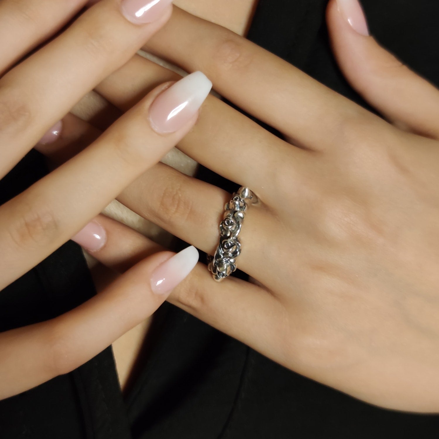 Coronet Ring Tarnished Sterling Silver