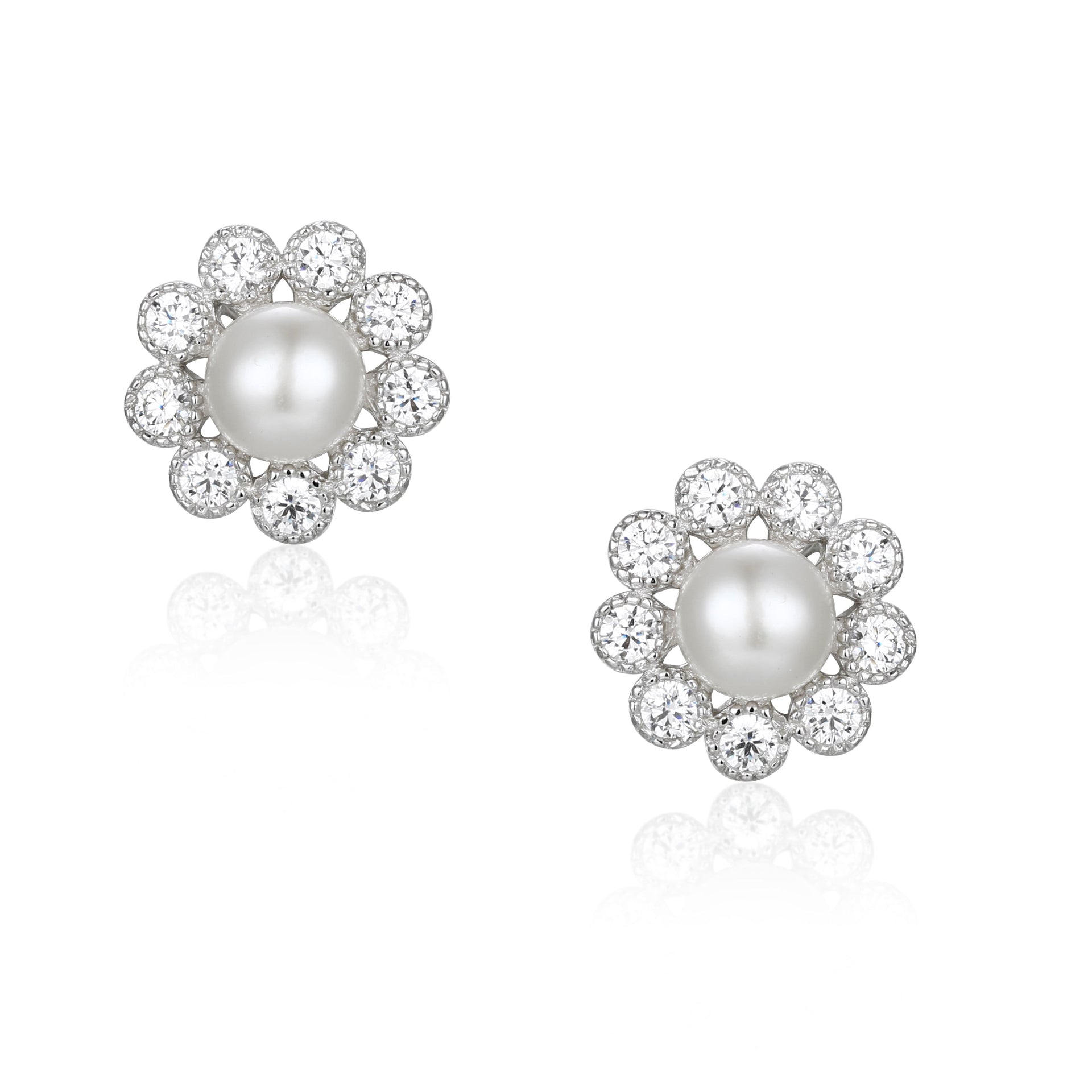 Coronet Silver Earring With Freshwater Pearl