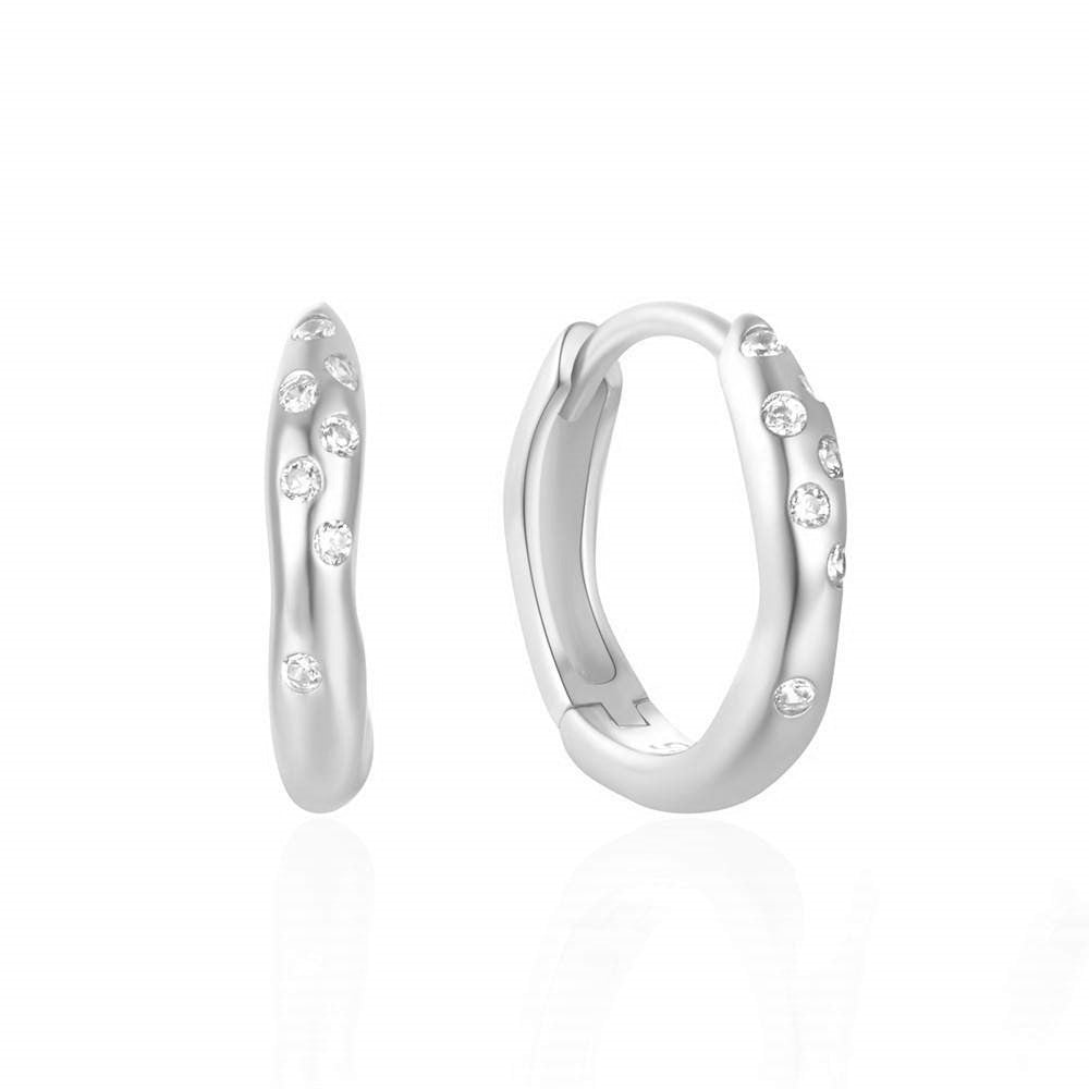 Cosmic Huggie Hoops In Silver