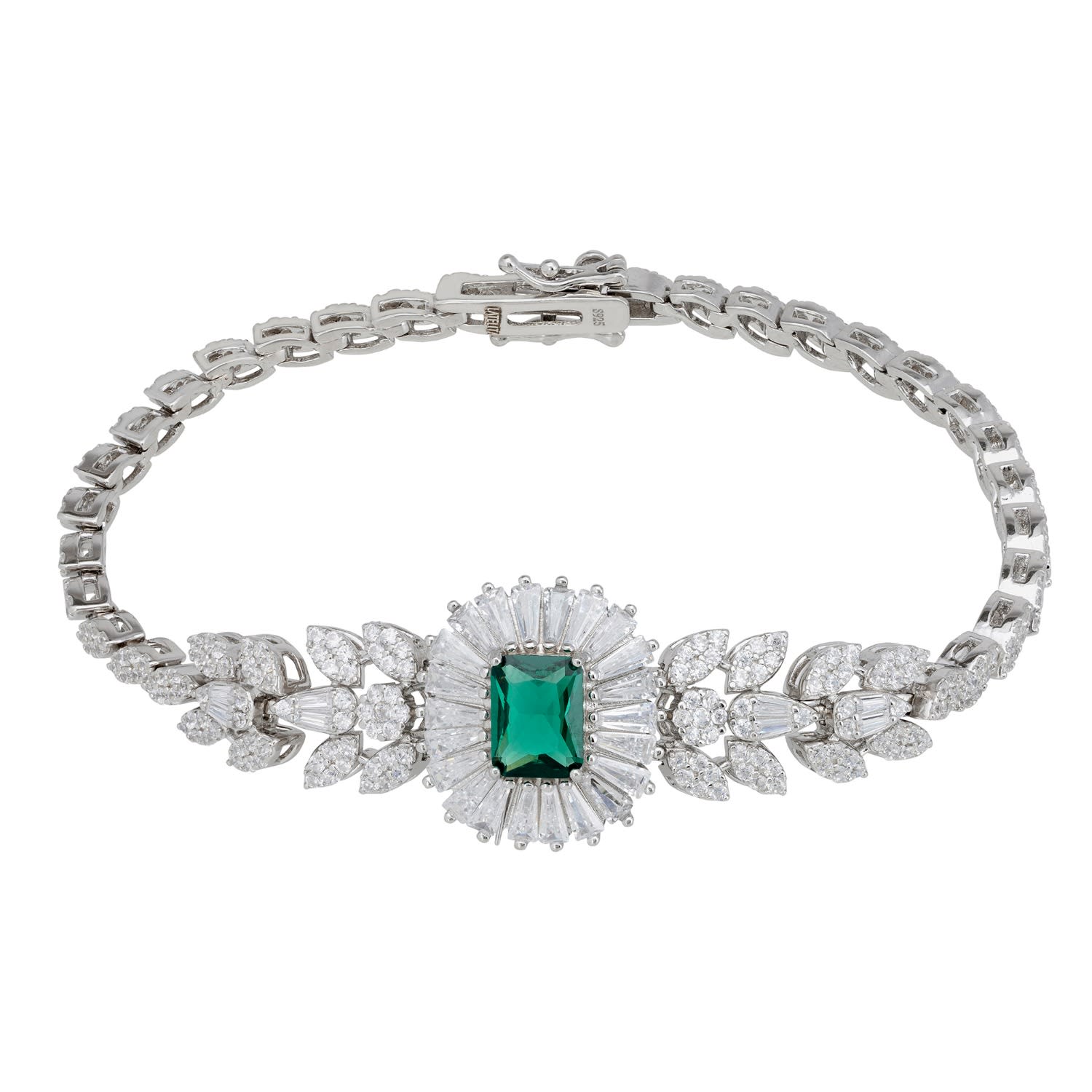 Countess Gemstone Bracelet Emerald Silver