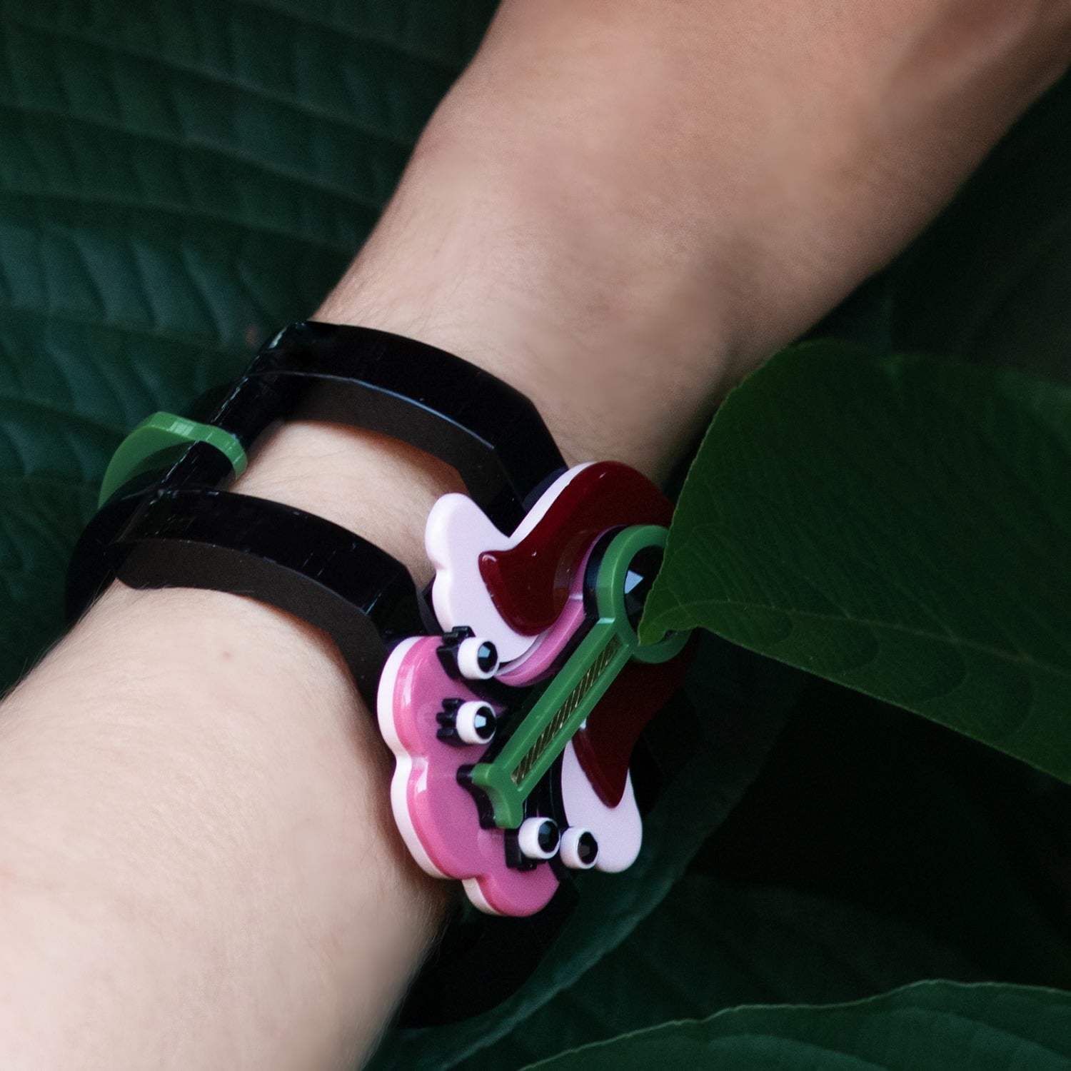 Handmade Acrylic Bracelet Flamboyant Pink