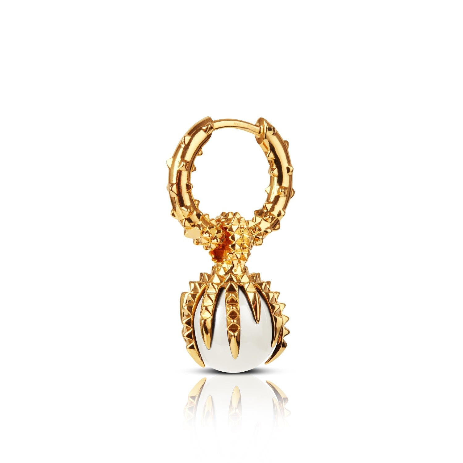 The Dragon & The Pearl Hoop Earrings - Gold