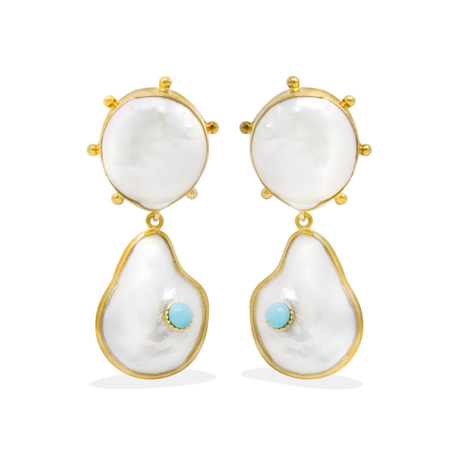 Rebel Rebel Pearl Earrings With Turquoise