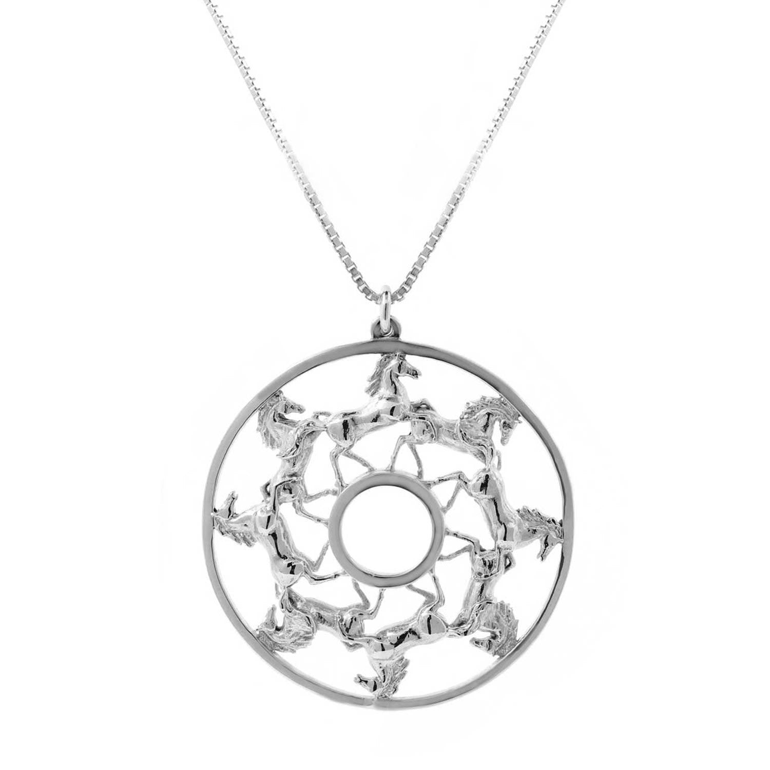Horse Medallion Necklace - Silver