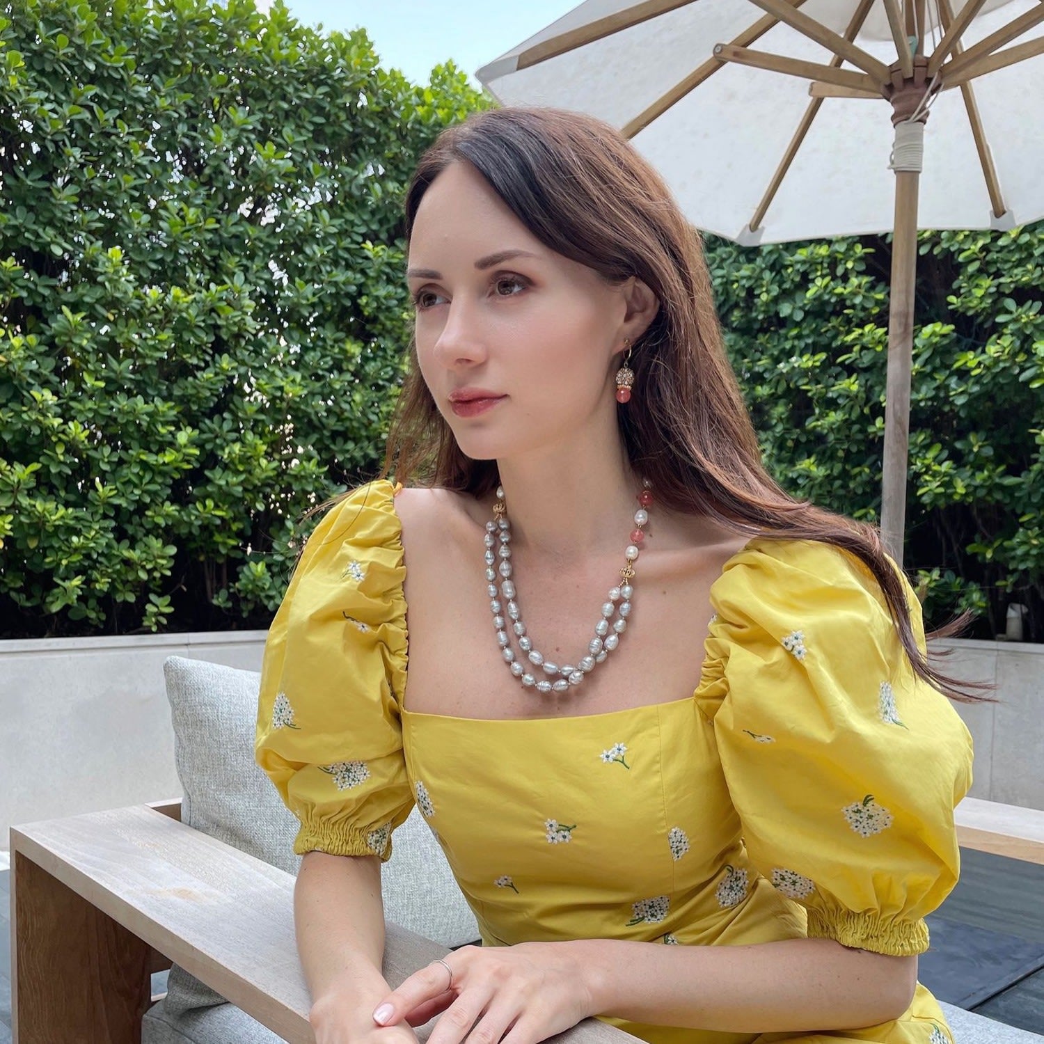 Watermelon Quartz Stones With Rhinestones Bordered Pearls Clip On Earrings