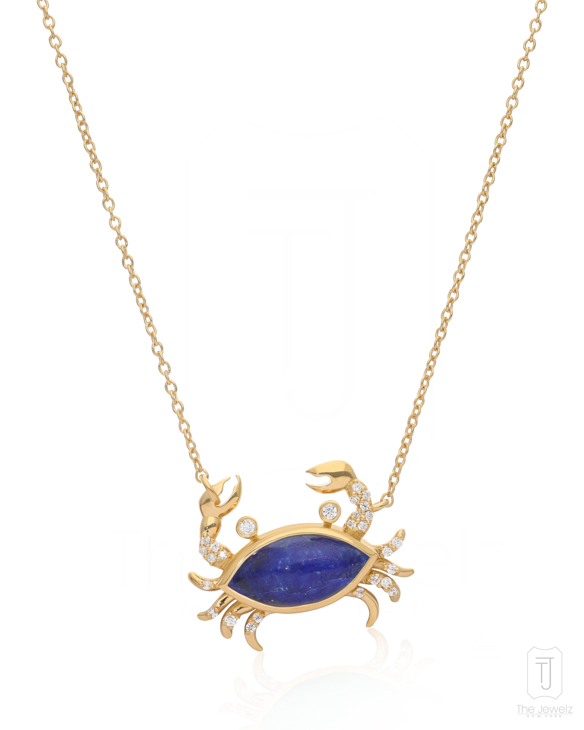 Silver Crab Flow – Blue Lapis Lazuli Pendant