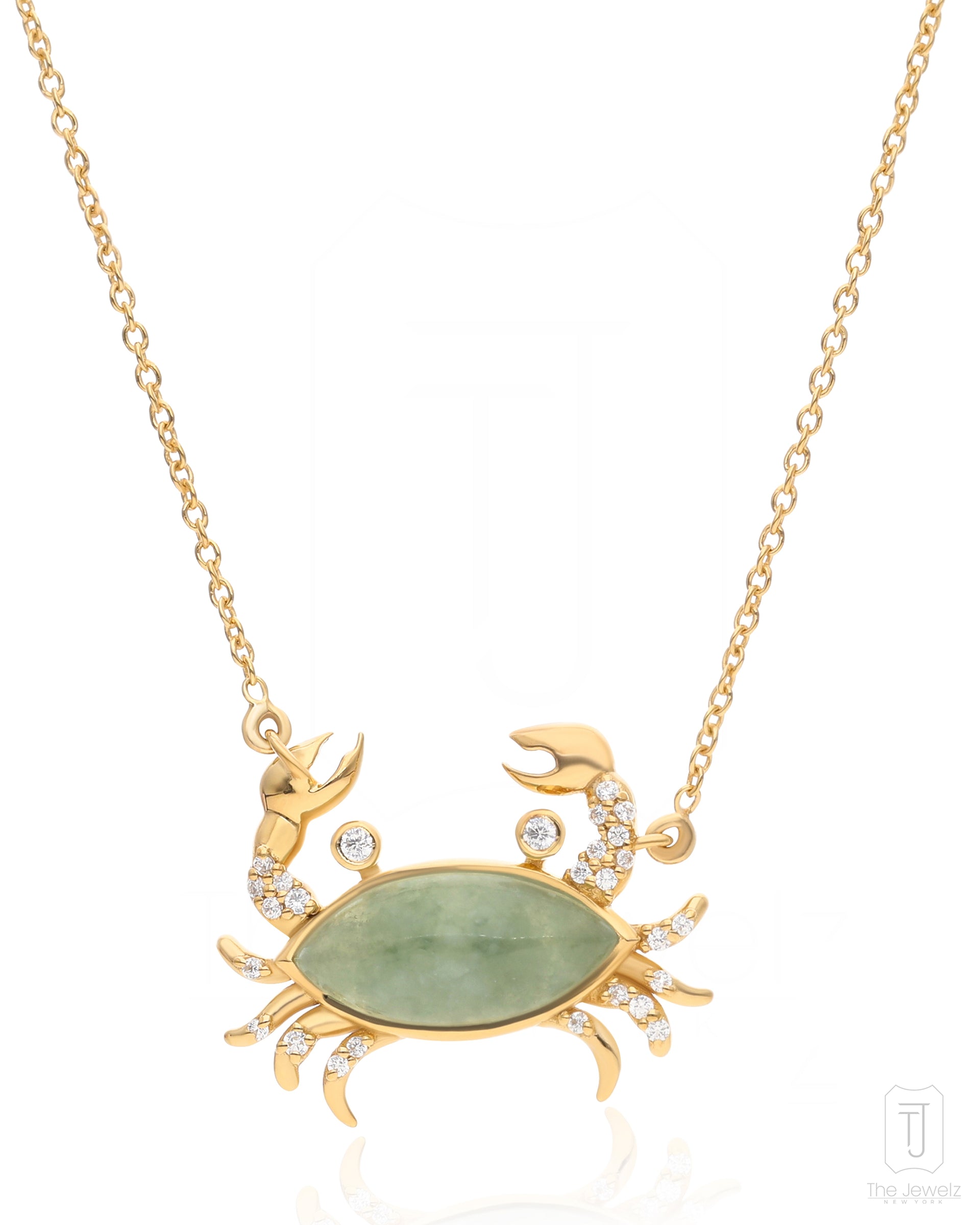 Silver Crab Flow Green Aventurine Necklace For Gifting