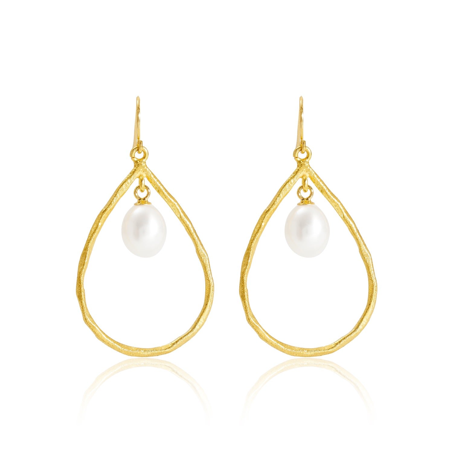 Credo Brushed Gold Vermeil & Pearls Drop Earrings