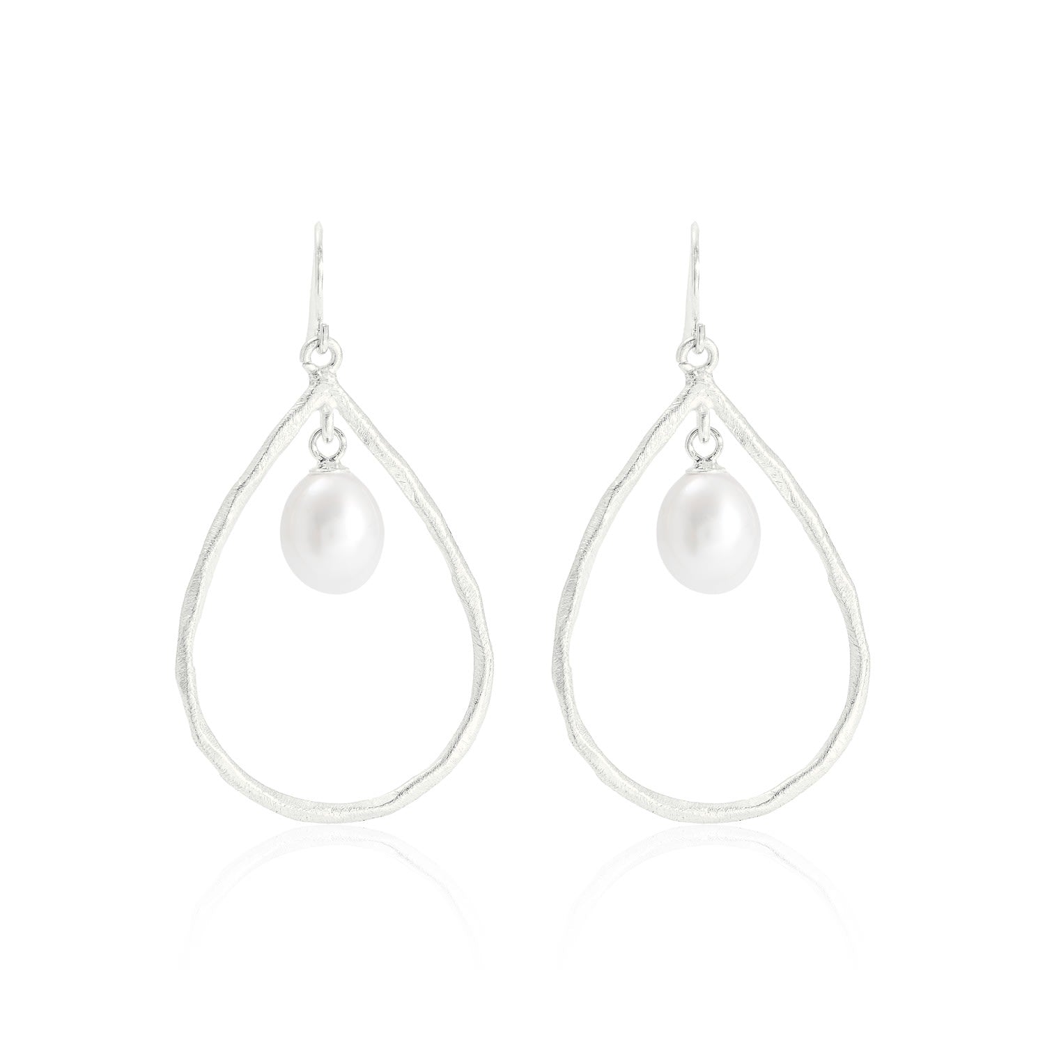 Credo Brushed Sterling Silver & Pearls Drop Earrings