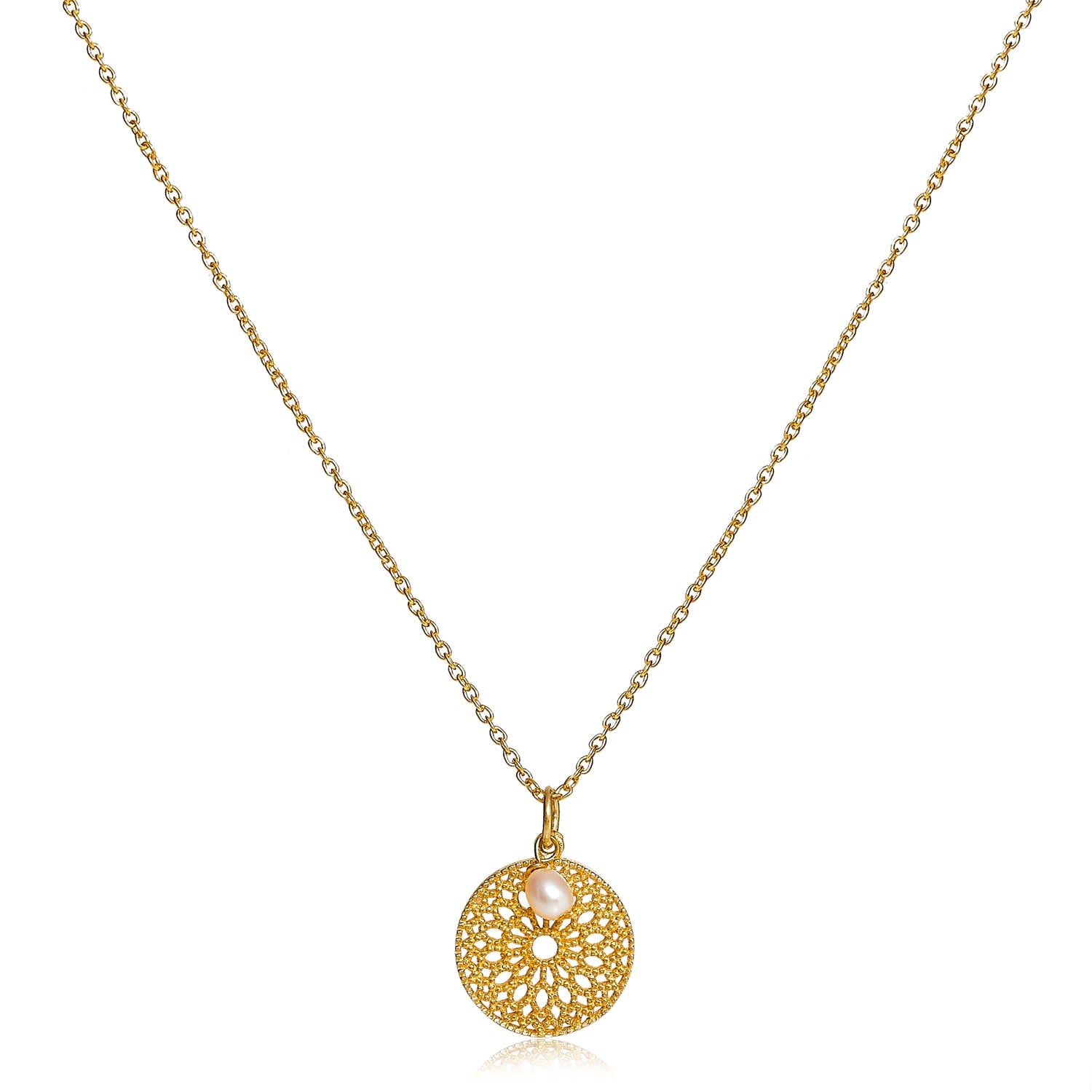 Credo Disk Pendant With Cultured Freshwater Pearls Drop