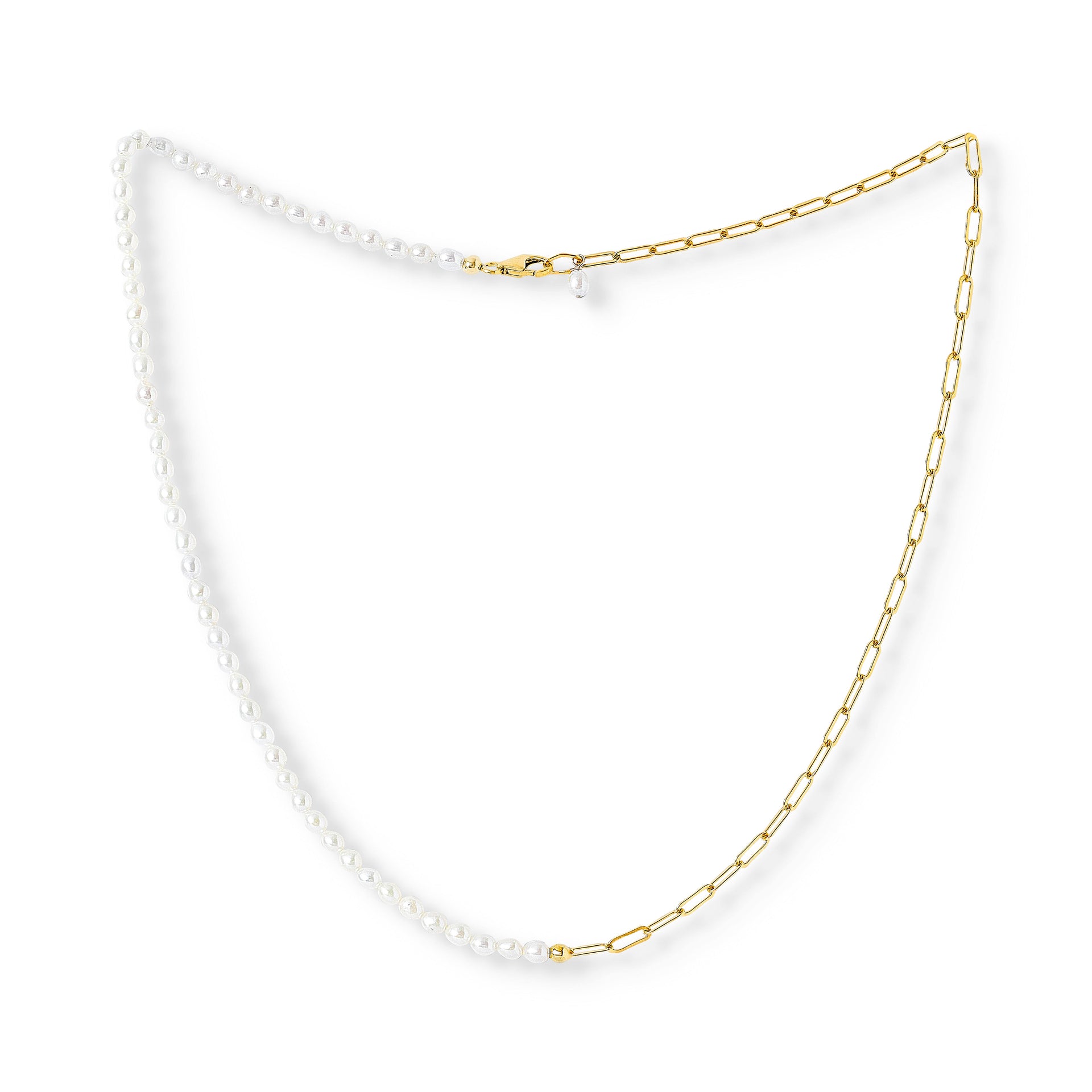 Credo Oval Cultured Freshwater Pearl & Gold Link Chain Necklace