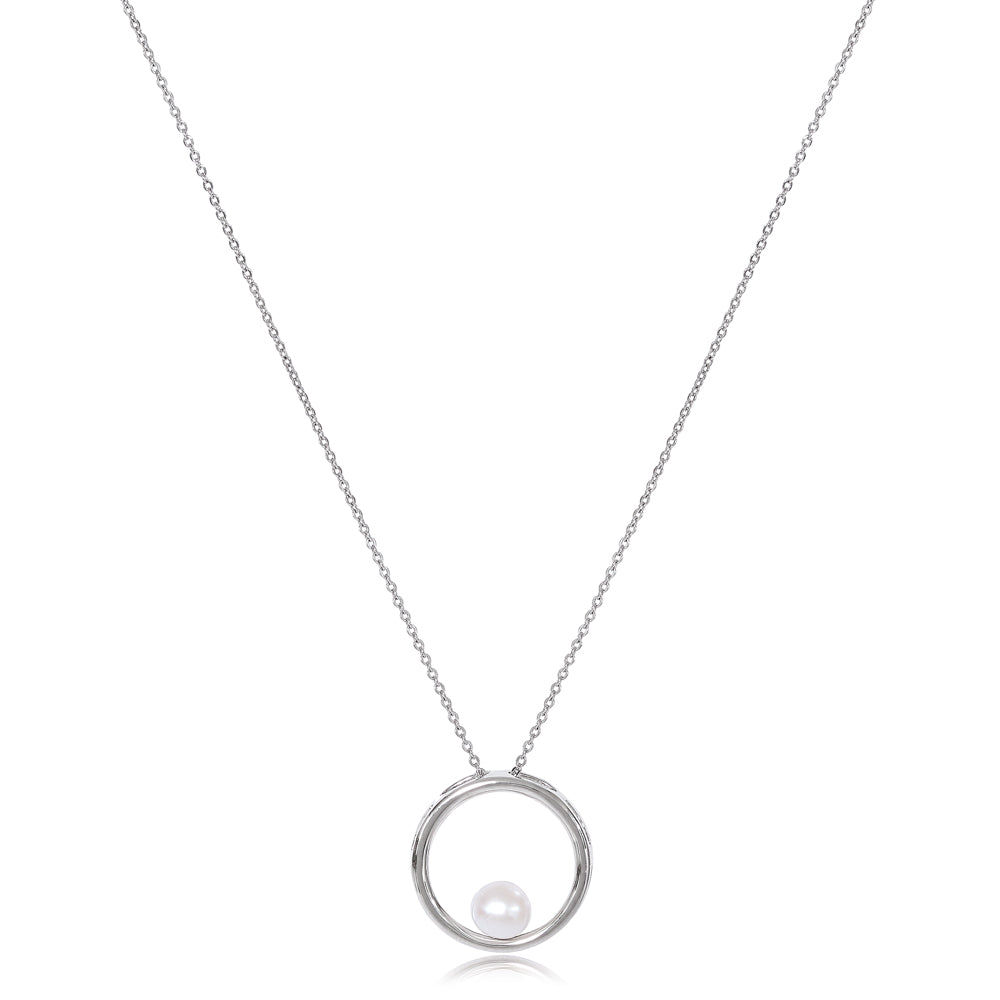 Credo Silver Circle Pendant With Cultured Freshwater Pearl